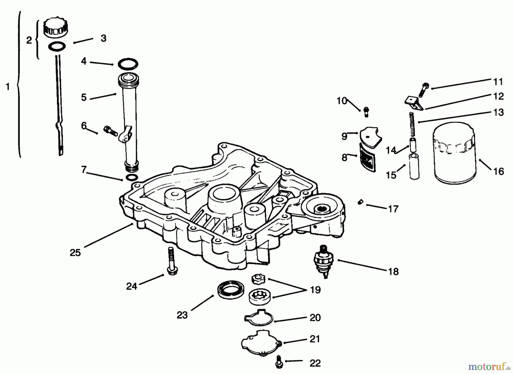  Toro Neu Mowers, Lawn & Garden Tractor Seite 1 72063 (264-H) - Toro 264-H Yard Tractor, 1995 (5900499-5999999) OIL PAN/LUBRICATION #1