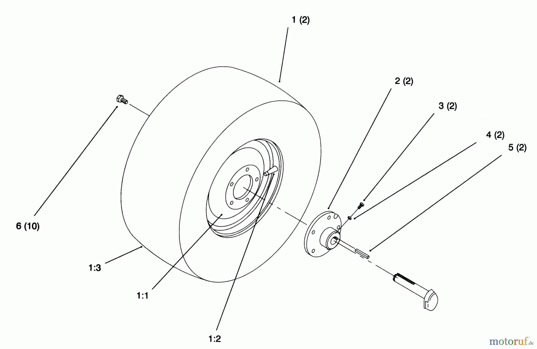 Toro Neu Mowers, Lawn & Garden Tractor Seite 1 72043 (264-H) - Toro 264-H Yard Tractor, 1996 (6900001-6999999) REAR WHEEL