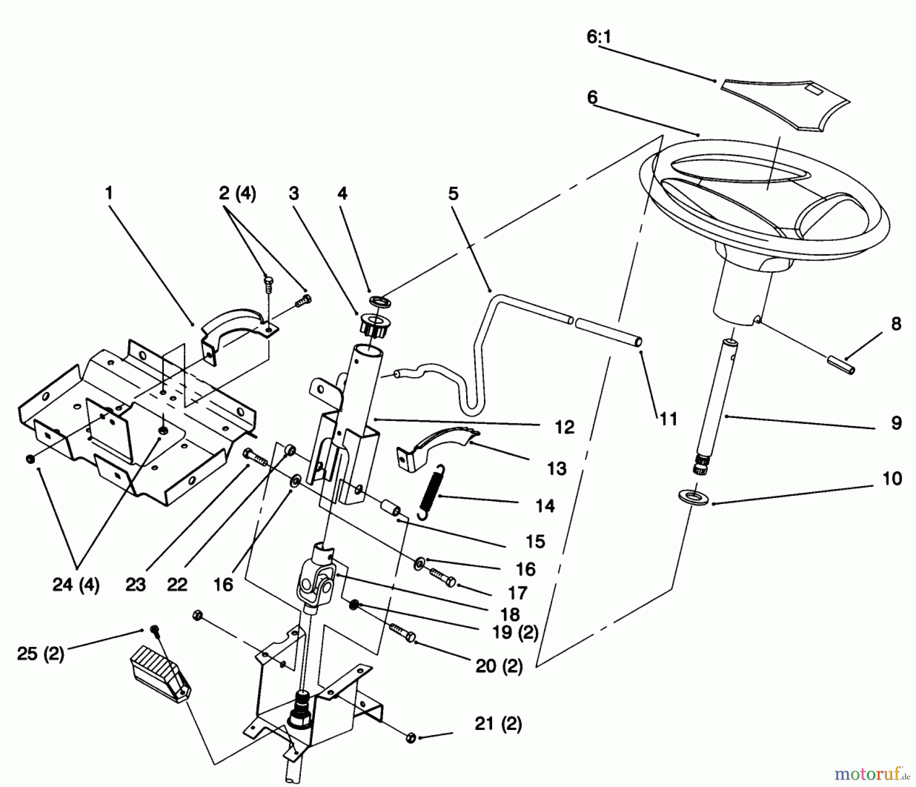 Toro Neu Mowers, Lawn & Garden Tractor Seite 1 72063 (264-H) - Toro 264-H Yard Tractor, 1995 (5900499-5999999) STEERING WHEEL AND TILT