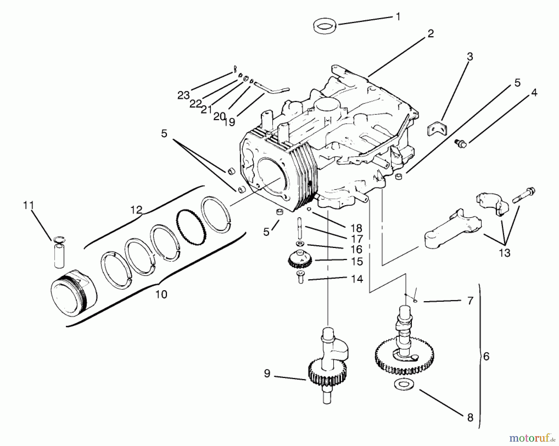 Toro Neu Mowers, Lawn & Garden Tractor Seite 1 72045 (265-6) - Toro 265-6 Lawn and Garden Tractor, 1998 (8900400-8999999) CRANKCASE