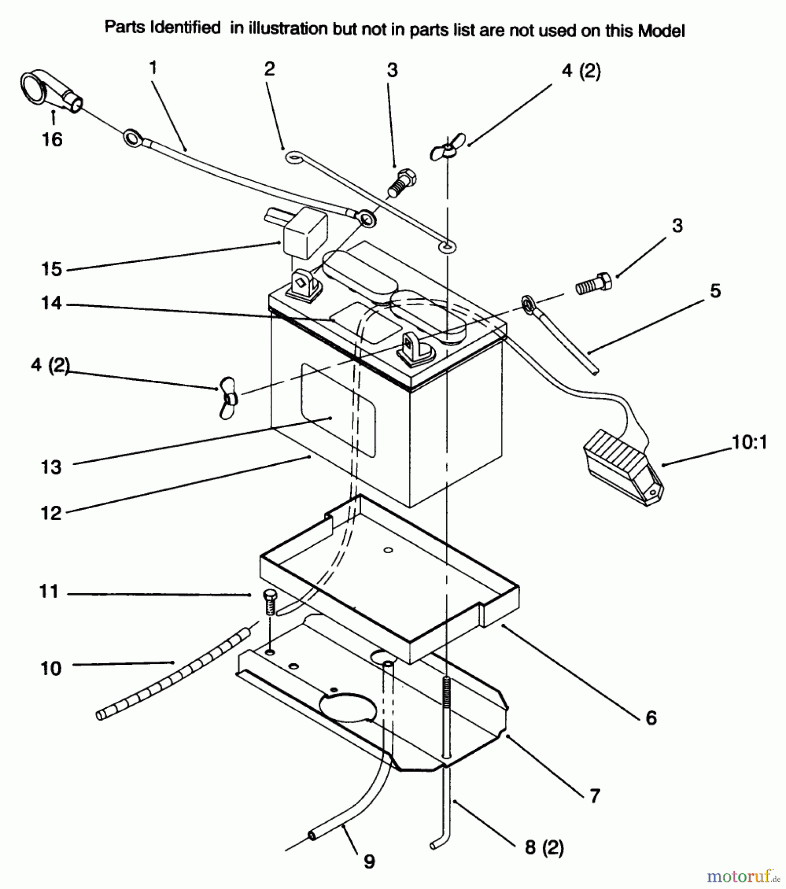 Toro Neu Mowers, Lawn & Garden Tractor Seite 1 72045 (265-6) - Toro 265-6 Yard Tractor, 1996 (6900001-6999999) BATTERY
