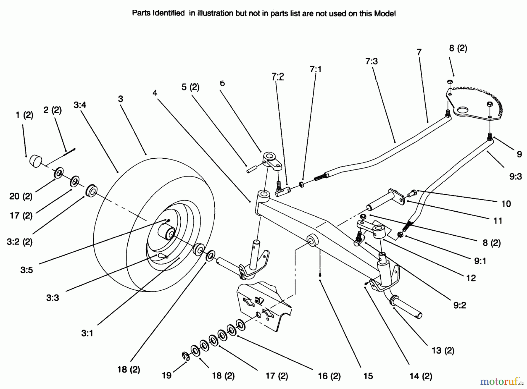 Toro Neu Mowers, Lawn & Garden Tractor Seite 1 72045 (265-6) - Toro 265-6 Yard Tractor, 1996 (6900001-6999999) FRONT AXLE