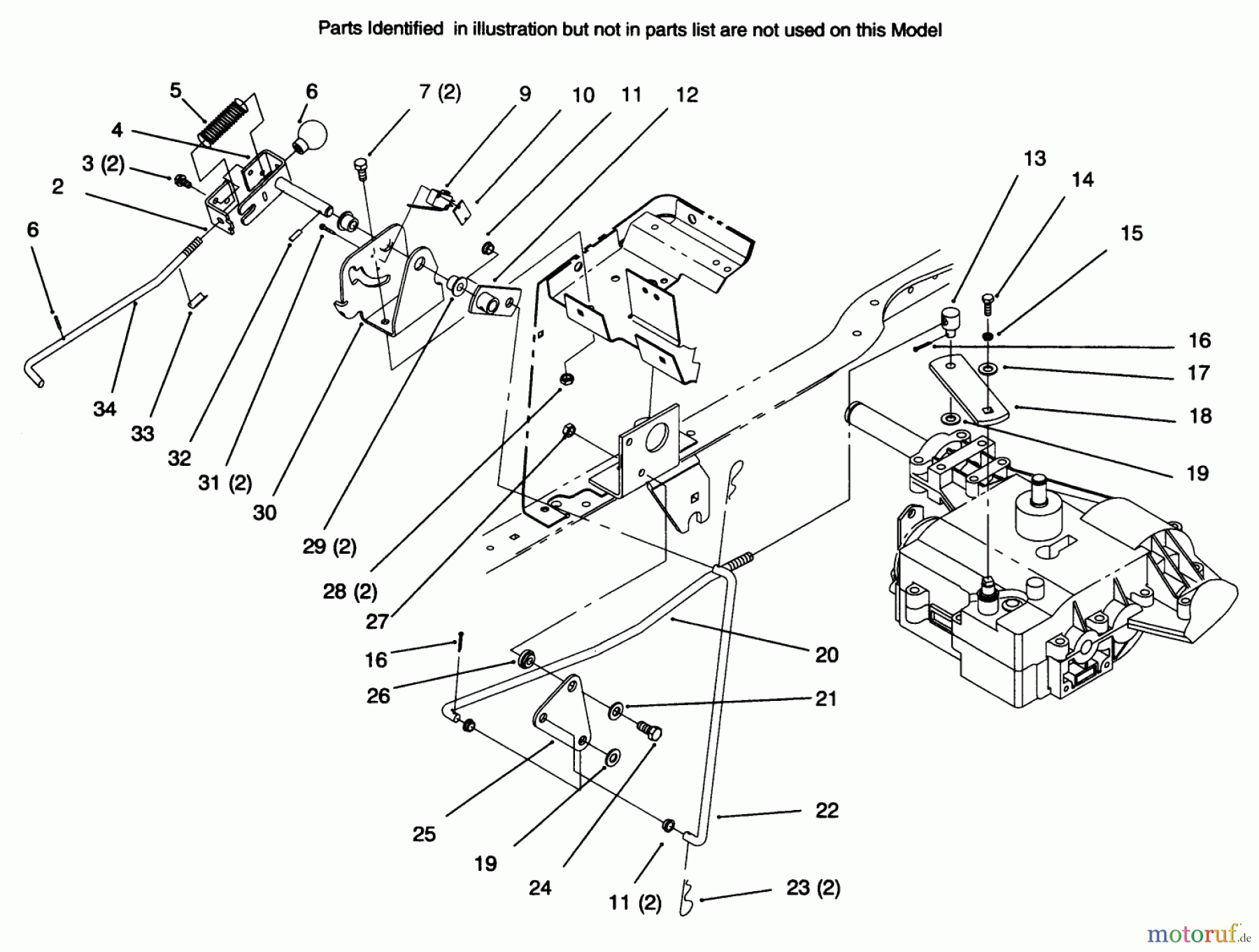 Toro Neu Mowers, Lawn & Garden Tractor Seite 1 72045 (265-6) - Toro 265-6 Yard Tractor, 1996 (6900001-6999999) GEAR SHIFT LINKAGE