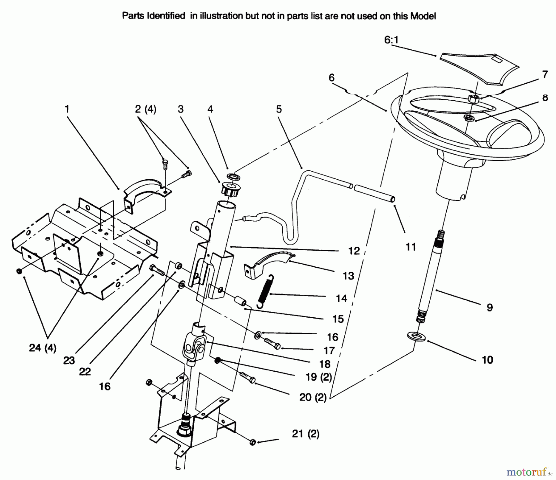 Toro Neu Mowers, Lawn & Garden Tractor Seite 1 72045 (265-6) - Toro 265-6 Yard Tractor, 1996 (6900001-6999999) STEERING WHEEL AND TILT
