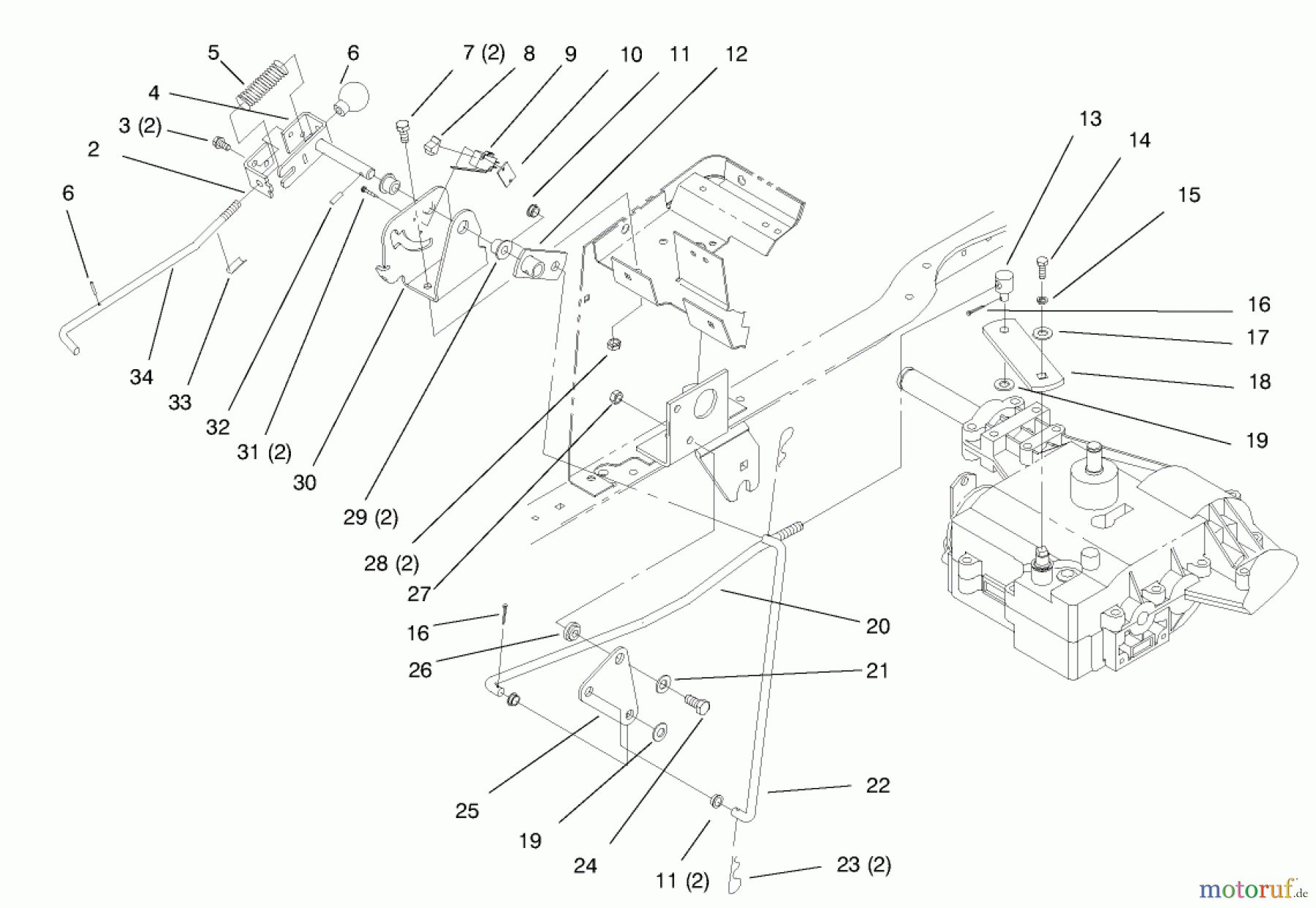 Toro Neu Mowers, Lawn & Garden Tractor Seite 1 72045 (265-6) - Toro 265-6 Yard Tractor, 1997 (7900001-7999999) GEAR SHIFT LINKAGE