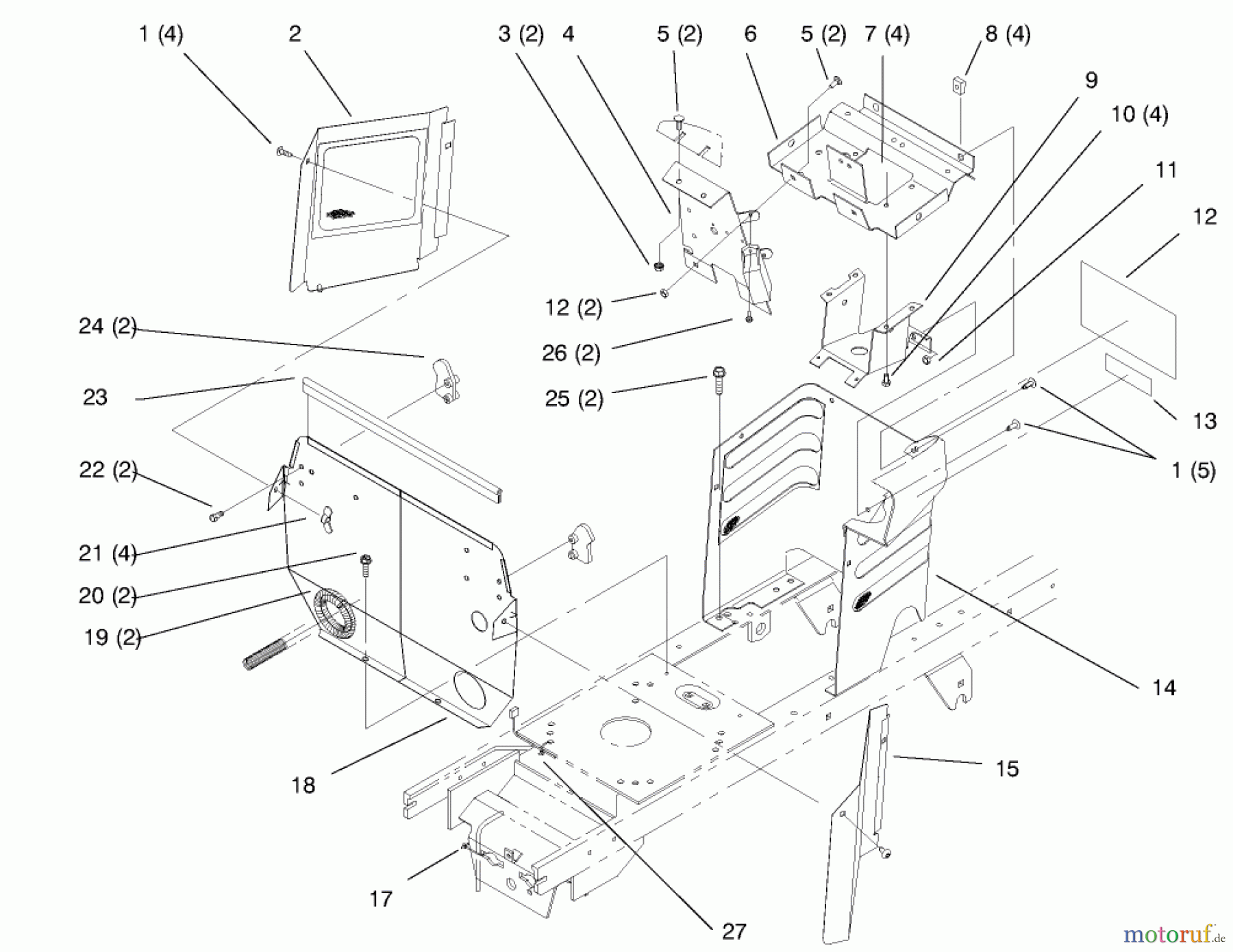 Toro Neu Mowers, Lawn & Garden Tractor Seite 1 72045 (265-6) - Toro 265-6 Yard Tractor, 1997 (7900001-7999999) HOODSTAND AND FIREWALL