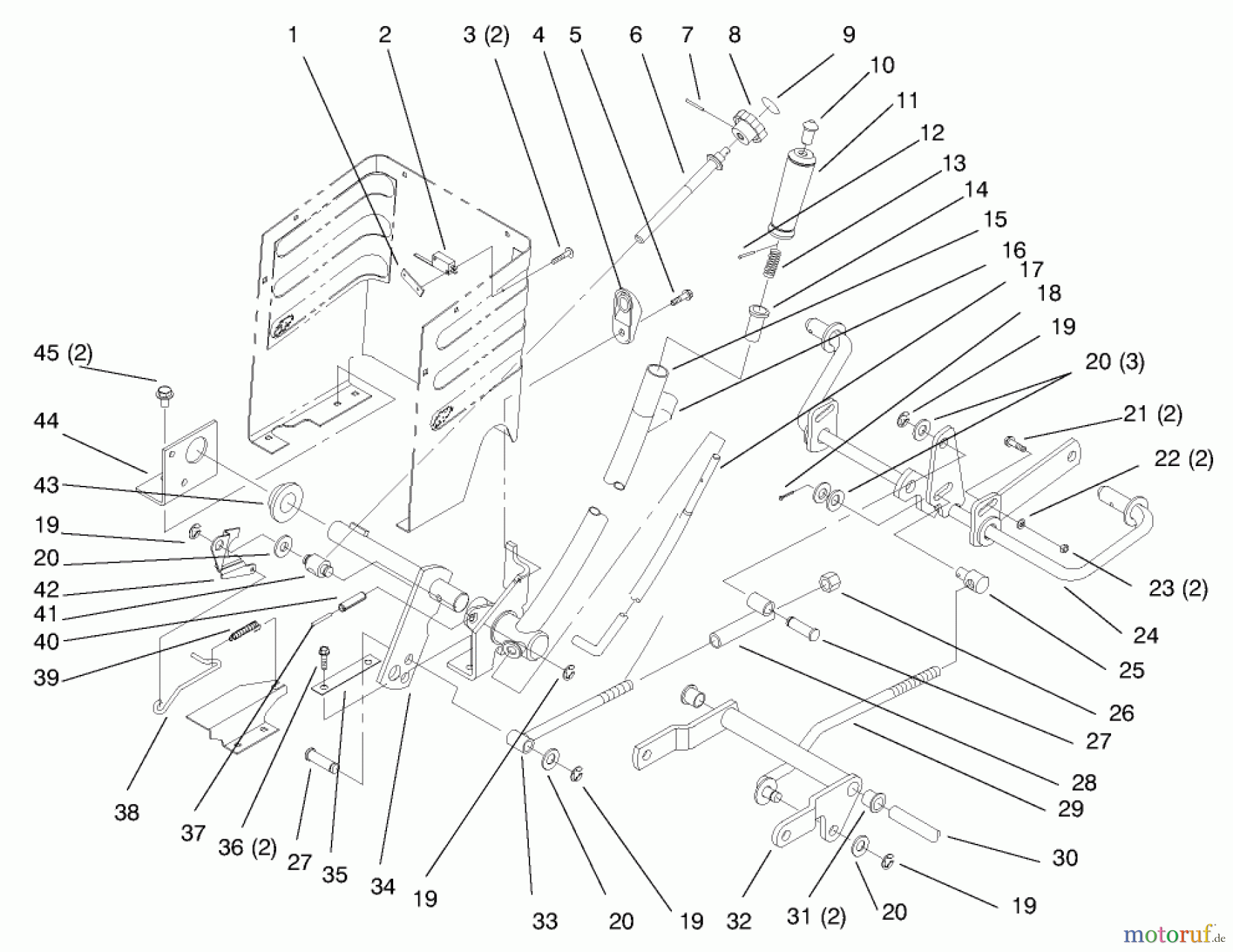 Toro Neu Mowers, Lawn & Garden Tractor Seite 1 72045 (265-6) - Toro 265-6 Yard Tractor, 1997 (7900001-7999999) LIFT LEVER AND HEIGHT OF CUT