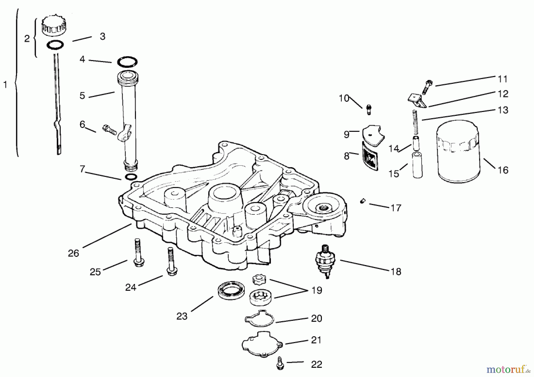 Toro Neu Mowers, Lawn & Garden Tractor Seite 1 72045 (265-6) - Toro 265-6 Yard Tractor, 1997 (7900001-7999999) OIL PAN/LUBRICATION-KOHLER