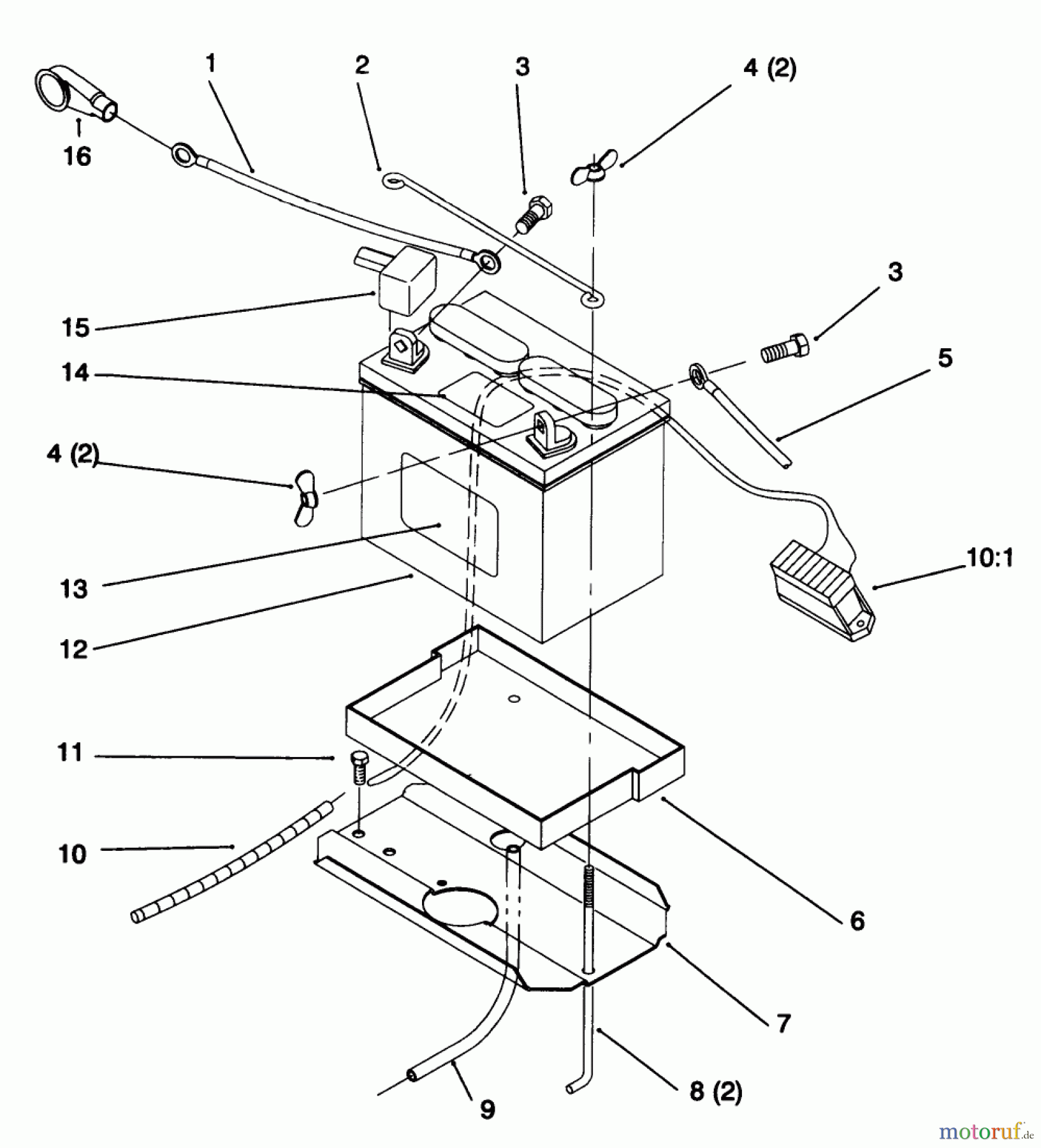  Toro Neu Mowers, Lawn & Garden Tractor Seite 1 72046 (265-H) - Toro 265-H Lawn and Garden Tractor, 1996 (6900001-6999999) BATTERY