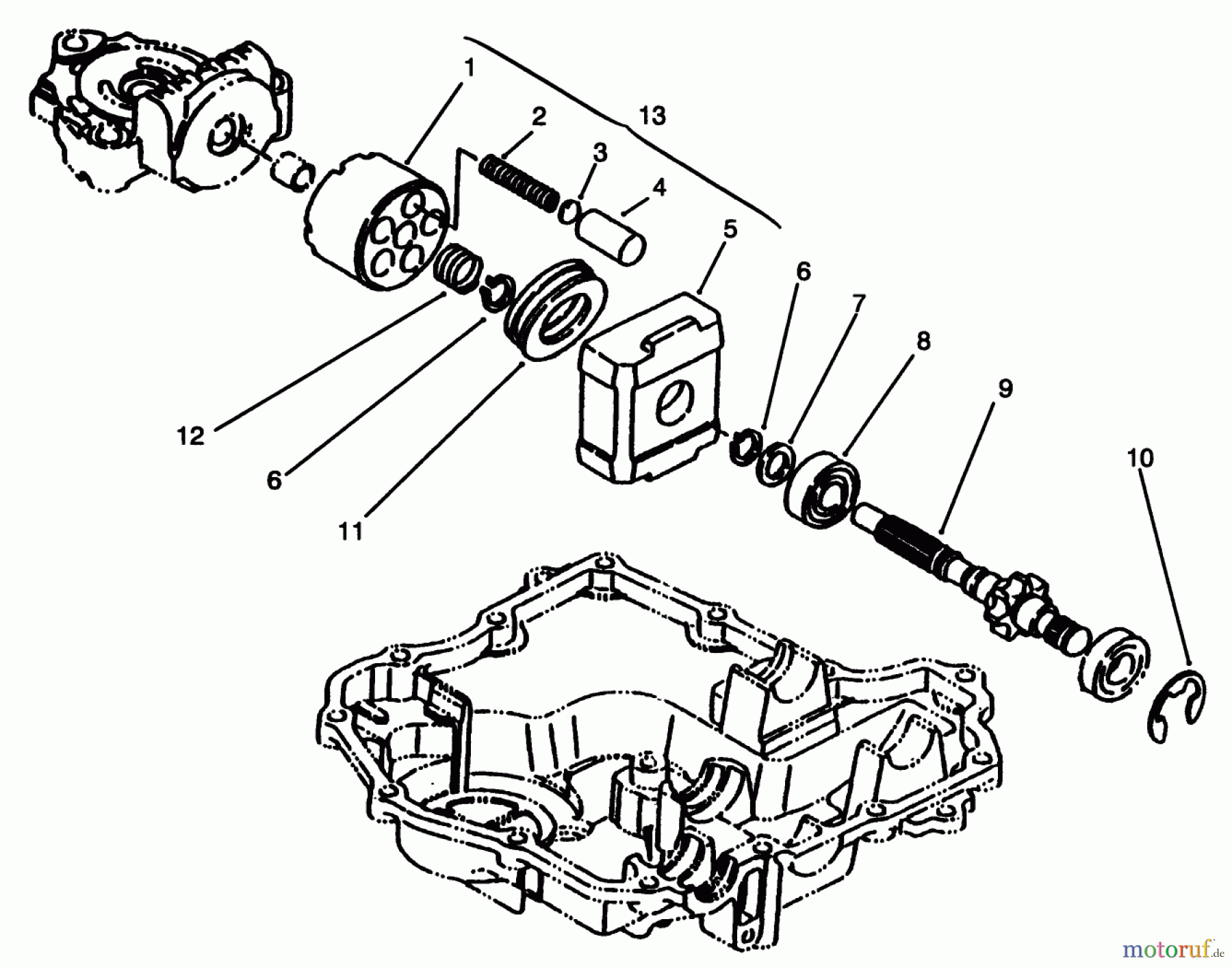 Toro Neu Mowers, Lawn & Garden Tractor Seite 1 72046 (265-H) - Toro 265-H Lawn and Garden Tractor, 1996 (6900001-6999999) MOTOR SHAFT