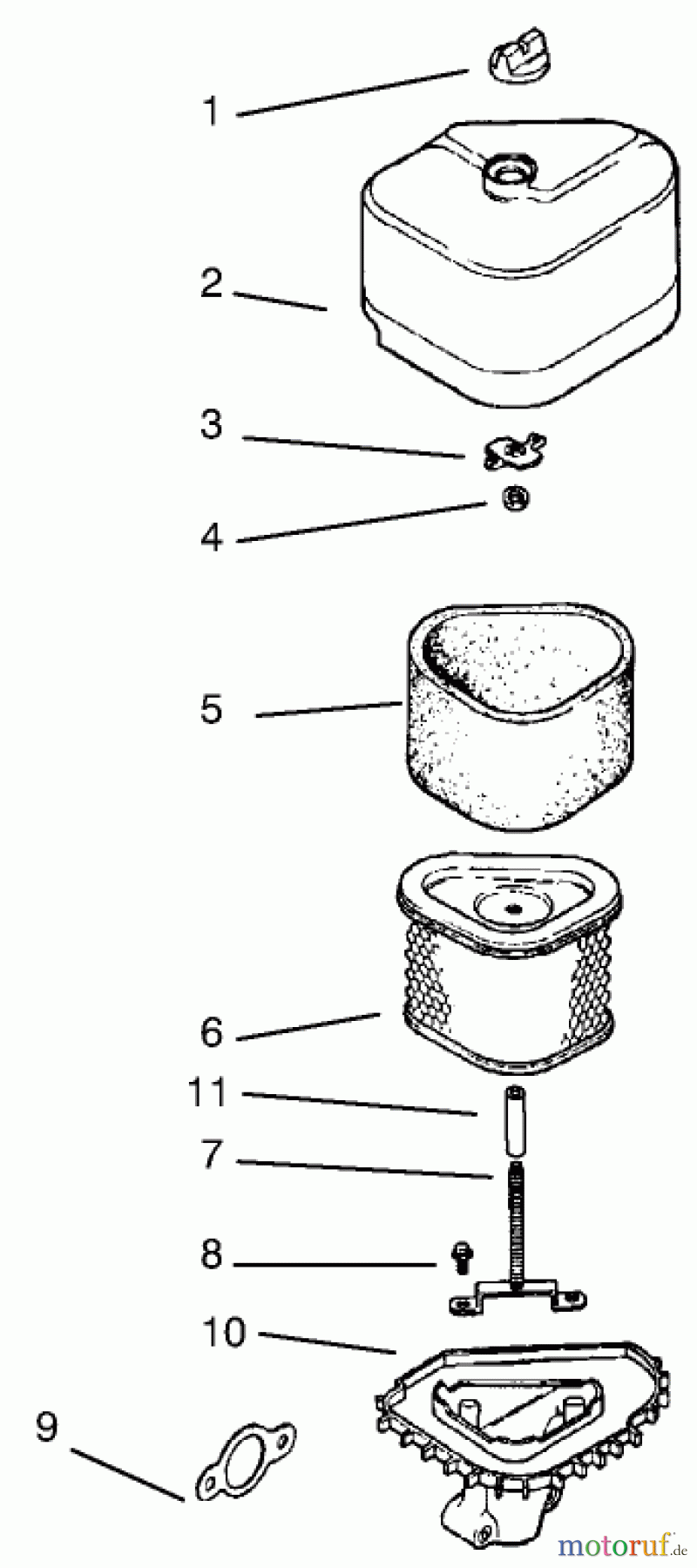 Toro Neu Mowers, Lawn & Garden Tractor Seite 1 72046 (265-H) - Toro 265-H Lawn and Garden Tractor, 1997 (7900001-7999999) AIR INTAKE/FILTRATION