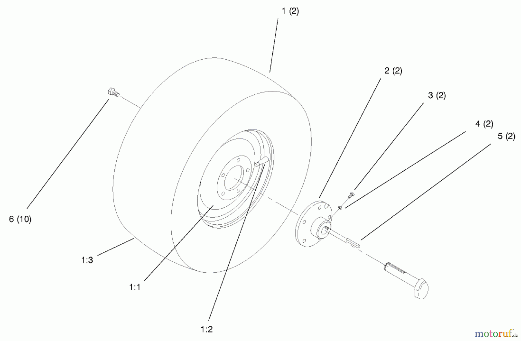 Toro Neu Mowers, Lawn & Garden Tractor Seite 1 72046 (265-H) - Toro 265-H Lawn and Garden Tractor, 1997 (7900001-7999999) REAR WHEEL