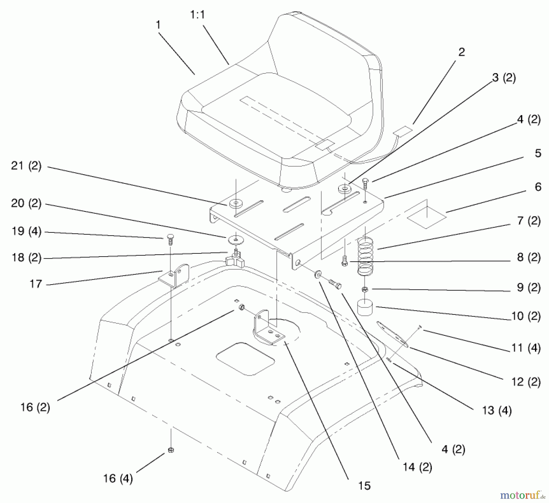 Toro Neu Mowers, Lawn & Garden Tractor Seite 1 72046 (265-H) - Toro 265-H Lawn and Garden Tractor, 1997 (7900001-7999999) SEAT