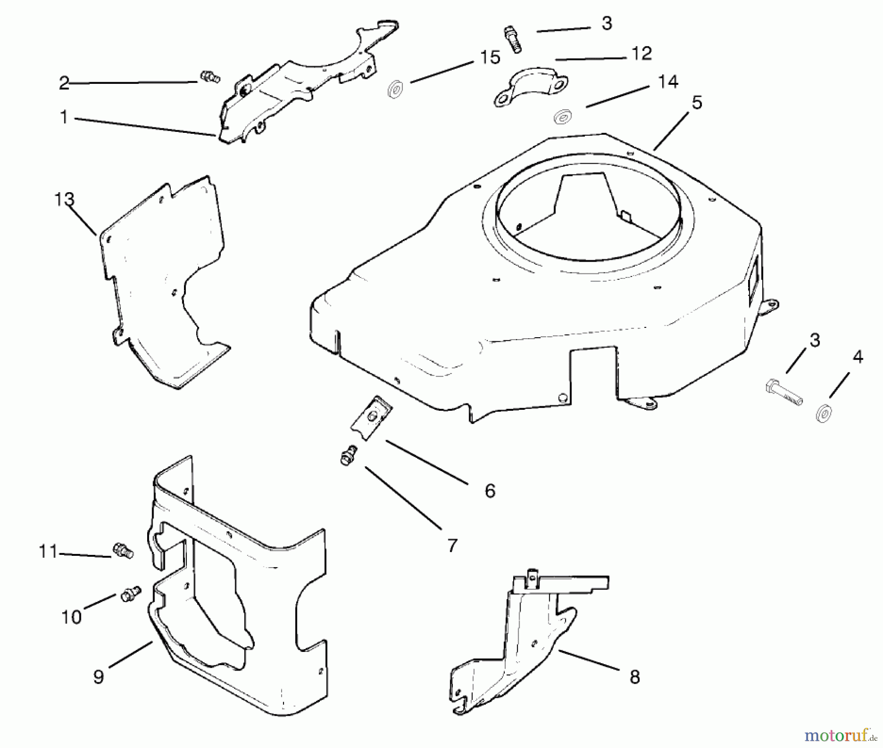 Toro Neu Mowers, Lawn & Garden Tractor Seite 1 72046 (265-H) - Toro 265-H Lawn and Garden Tractor, 1998 (8900001-8900399) BLOWER HOUSING & BAFFLES