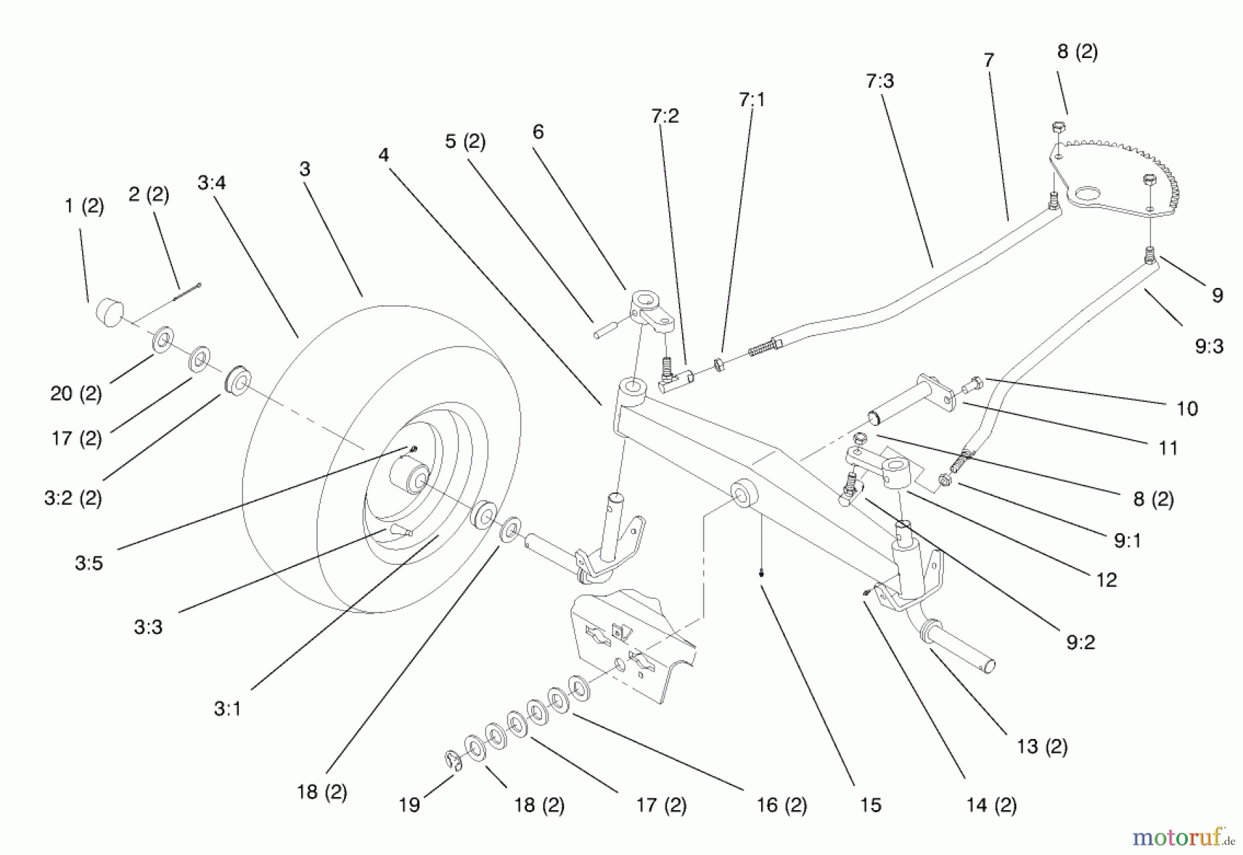  Toro Neu Mowers, Lawn & Garden Tractor Seite 1 72046 (265-H) - Toro 265-H Lawn and Garden Tractor, 1998 (8900001-8900399) FRONT AXLE