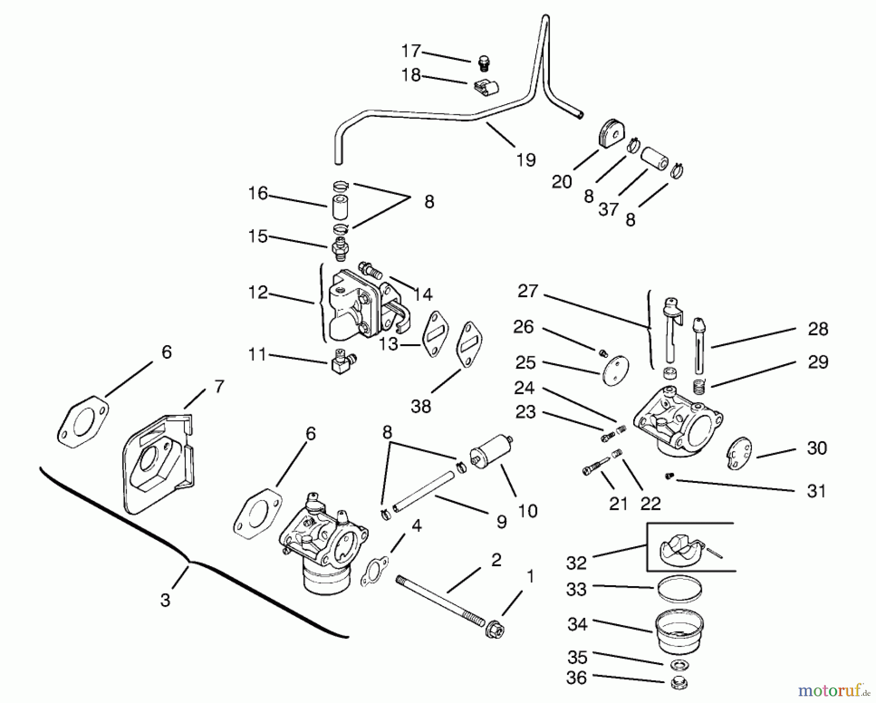 Toro Neu Mowers, Lawn & Garden Tractor Seite 1 72046 (265-H) - Toro 265-H Lawn and Garden Tractor, 1998 (8900001-8900399) FUEL SYSTEM