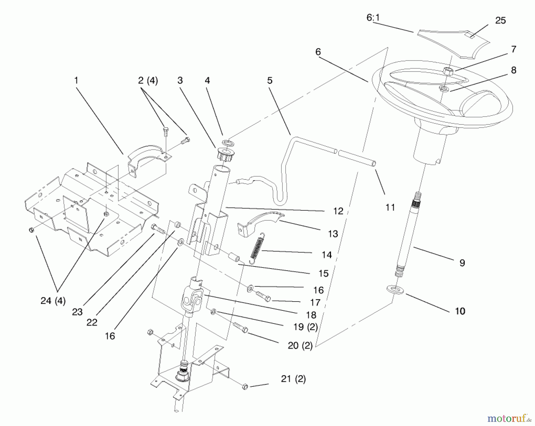 Toro Neu Mowers, Lawn & Garden Tractor Seite 1 72046 (265-H) - Toro 265-H Lawn and Garden Tractor, 1998 (8900001-8900399) STEERING WHEEL AND TILT