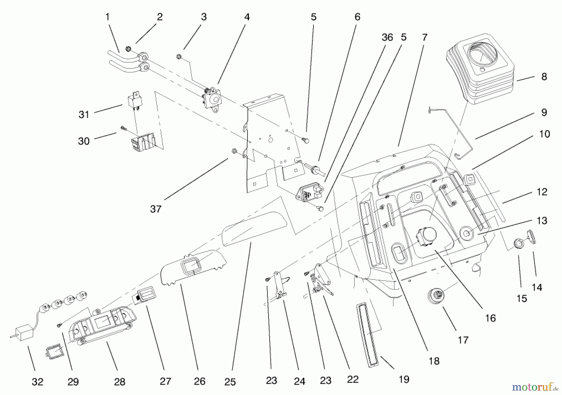 Toro Neu Mowers, Lawn & Garden Tractor Seite 1 72047 (265-6) - Toro 265-6 Lawn and Garden Tractor, 1999 (9900001-9999999) DASH ASSEMBLY