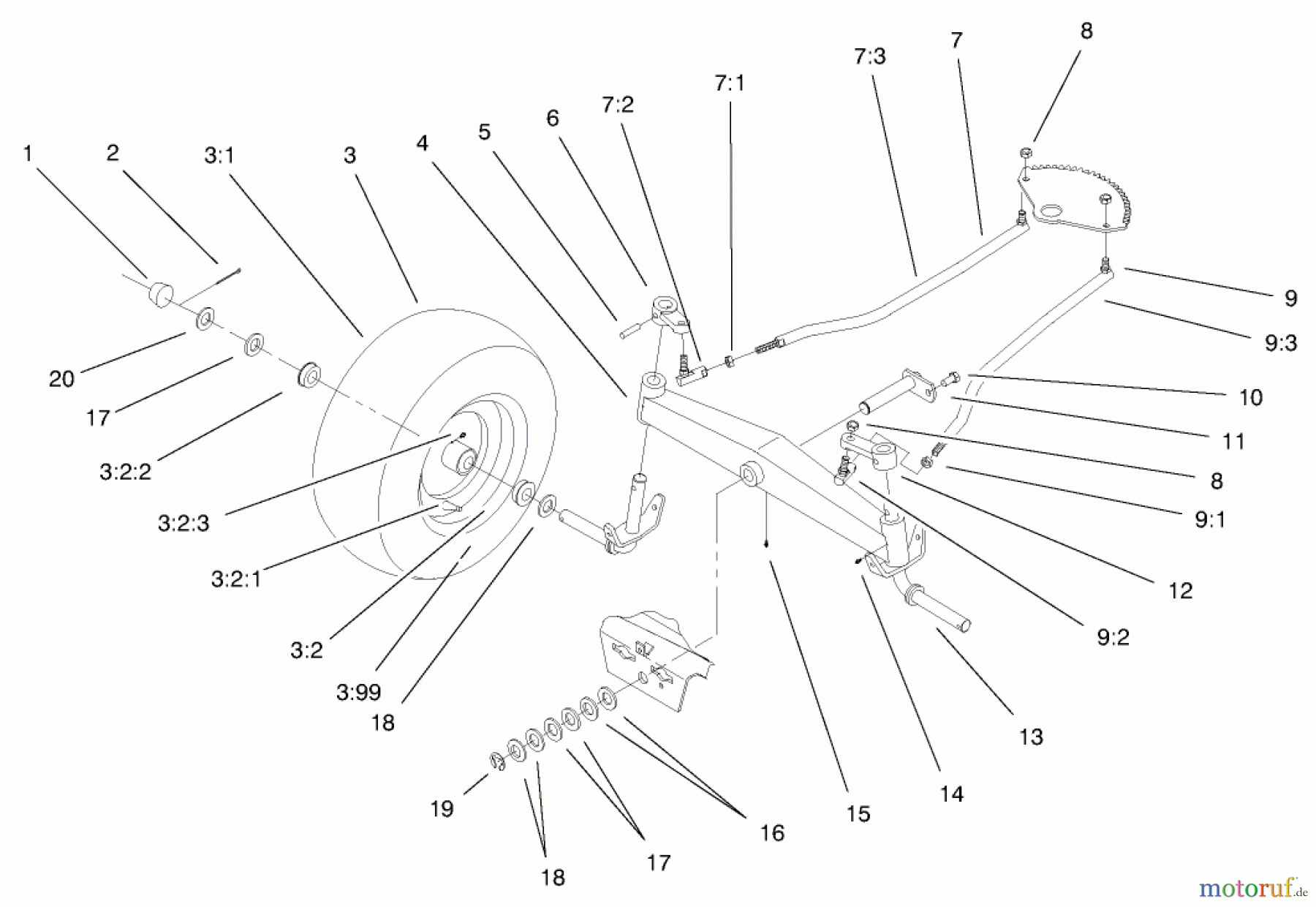 Toro Neu Mowers, Lawn & Garden Tractor Seite 1 72047 (265-6) - Toro 265-6 Lawn and Garden Tractor, 1999 (9900001-9999999) FRONT AXLE ASSEMBLY
