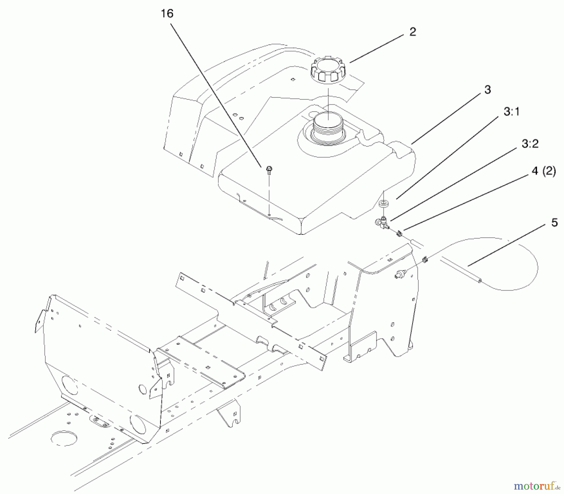 Toro Neu Mowers, Lawn & Garden Tractor Seite 1 72047 (265-6) - Toro 265-6 Lawn and Garden Tractor, 1999 (9900001-9999999) FUEL TANK ASSEMBLY