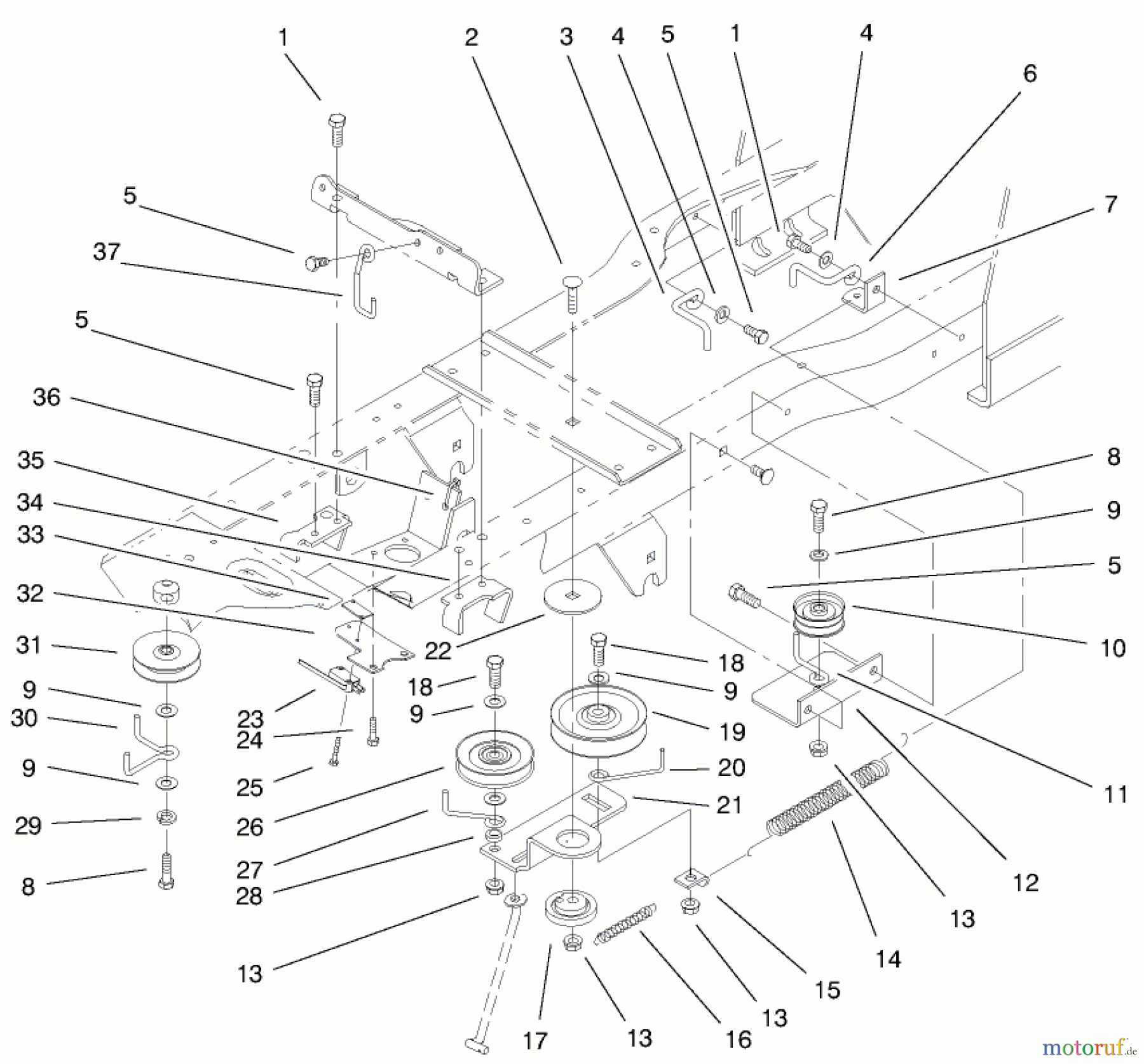 Toro Neu Mowers, Lawn & Garden Tractor Seite 1 72047 (265-6) - Toro 265-6 Lawn and Garden Tractor, 1999 (9900001-9999999) GEAR DRIVE COMPONENTS ASSEMBLY