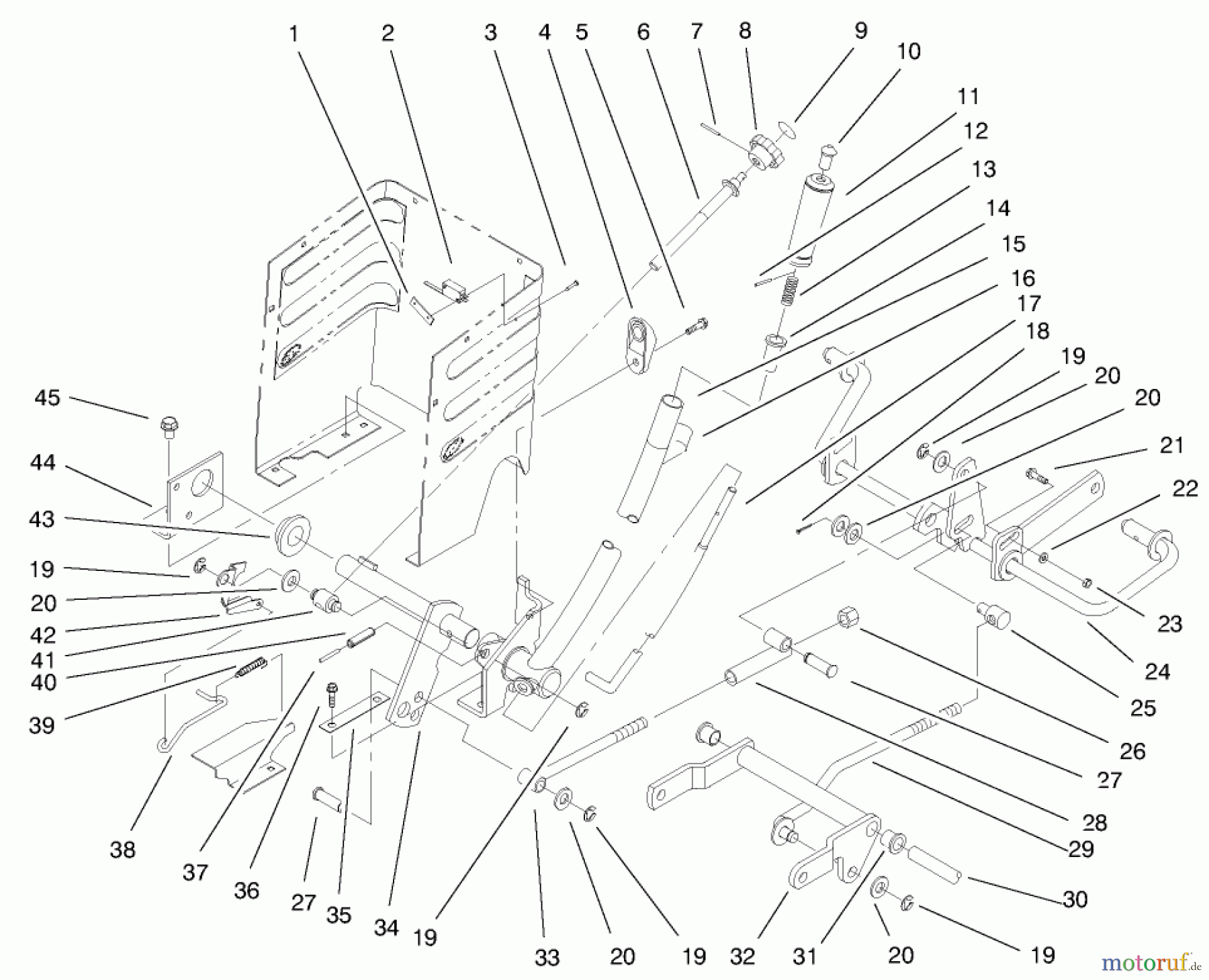 Toro Neu Mowers, Lawn & Garden Tractor Seite 1 72047 (265-6) - Toro 265-6 Lawn and Garden Tractor, 1999 (9900001-9999999) LIFT LEVER & HOC ASSEMBLY