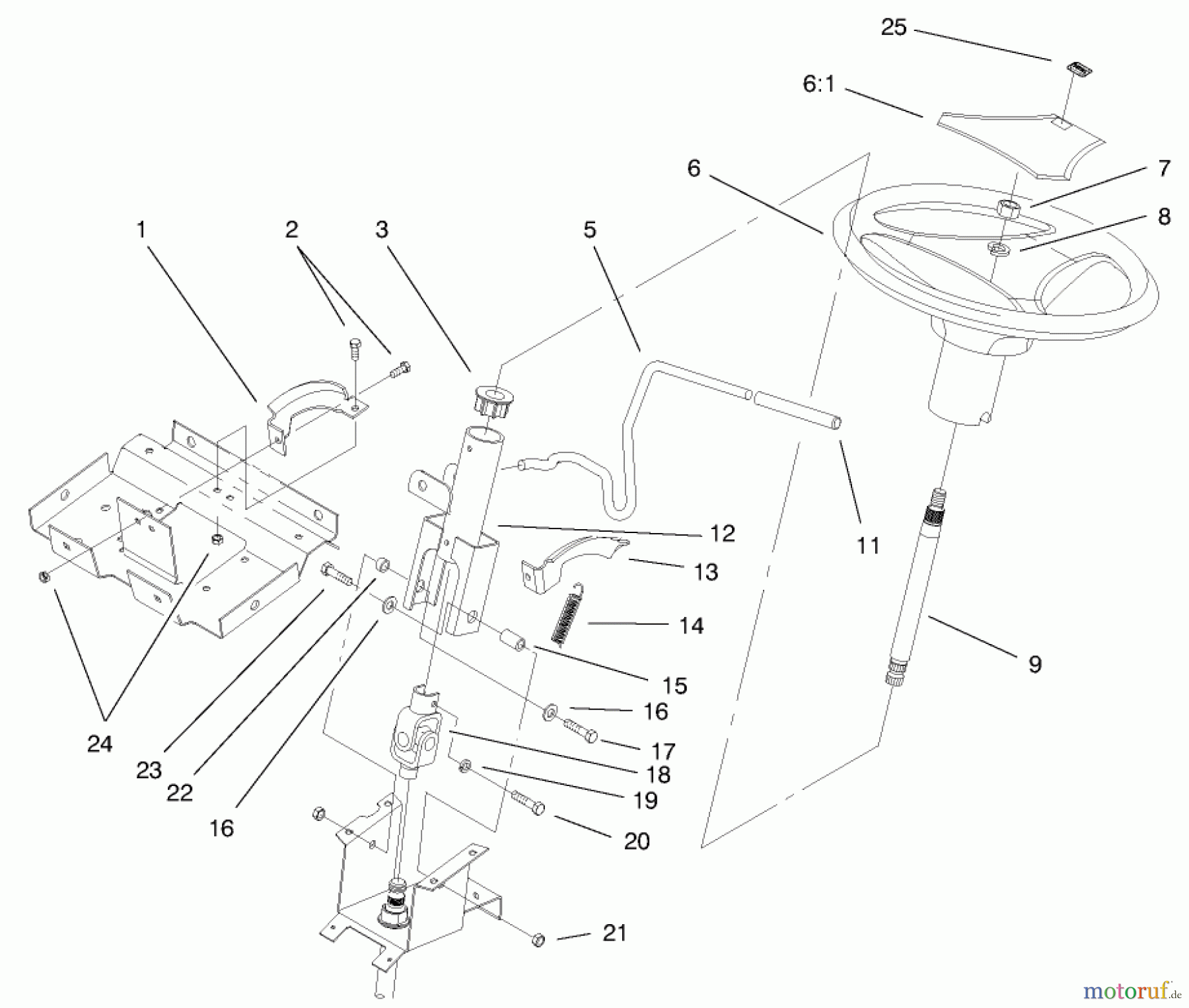Toro Neu Mowers, Lawn & Garden Tractor Seite 1 72047 (265-6) - Toro 265-6 Lawn and Garden Tractor, 1999 (9900001-9999999) STEERING WHEEL & TILT ASSEMBLY