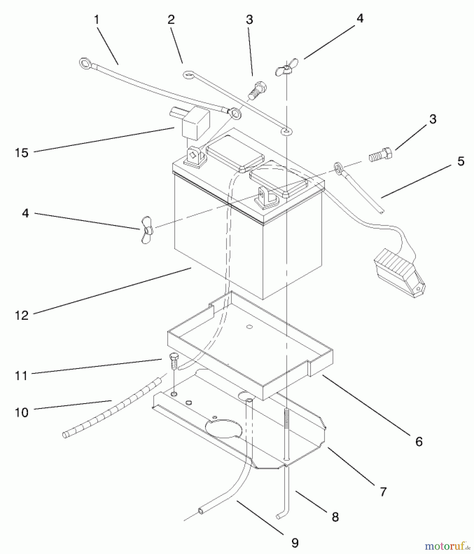  Toro Neu Mowers, Lawn & Garden Tractor Seite 1 72070 (265-H) - Toro 265-H Lawn and Garden Tractor, 1999 (9900001-9999999) BATTERY ASSEMBLY