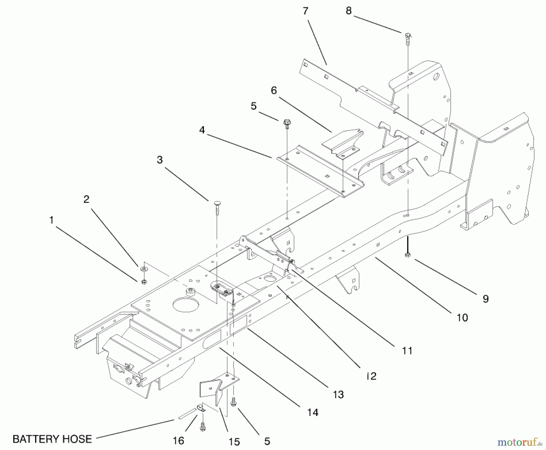 Toro Neu Mowers, Lawn & Garden Tractor Seite 1 72048 (265-H) - Toro 265-H Lawn and Garden Tractor, 1999 (9900001-9999999) FRAME ASSEMBLY