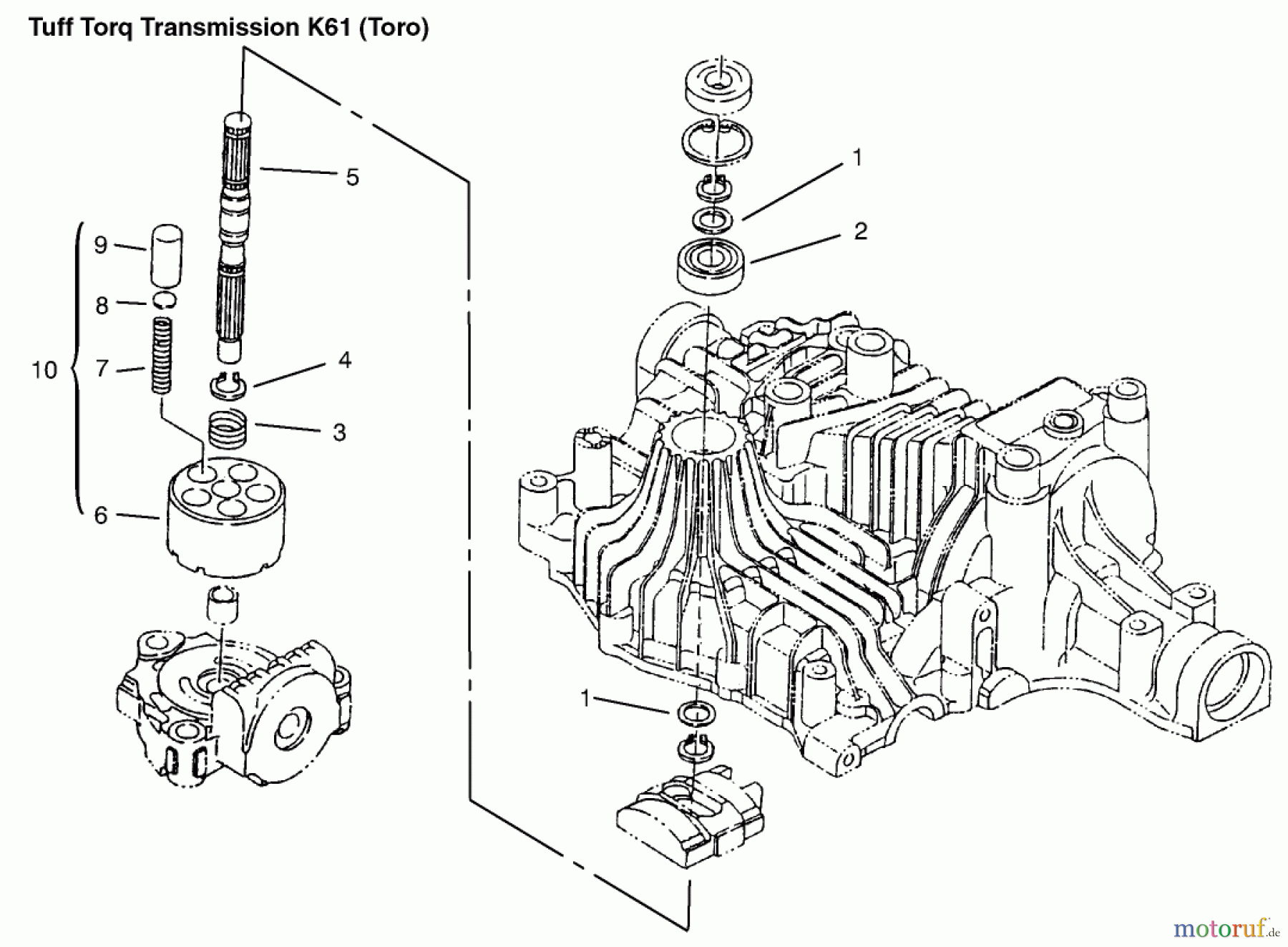 Toro Neu Mowers, Lawn & Garden Tractor Seite 1 72048 (265-H) - Toro 265-H Lawn and Garden Tractor, 1999 (9900001-9999999) PUMP SHAFT