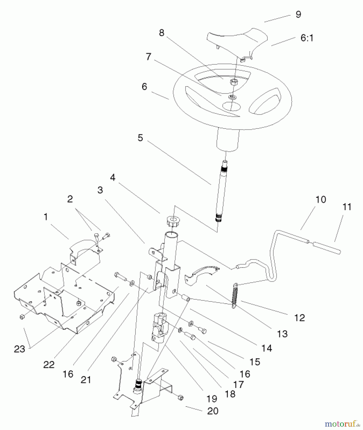 Toro Neu Mowers, Lawn & Garden Tractor Seite 1 72049 (265-6) - Toro 265-6 Lawn and Garden Tractor, 2000 (200000001-200999999) STEERING WHEEL & TILT ASSEMBLY