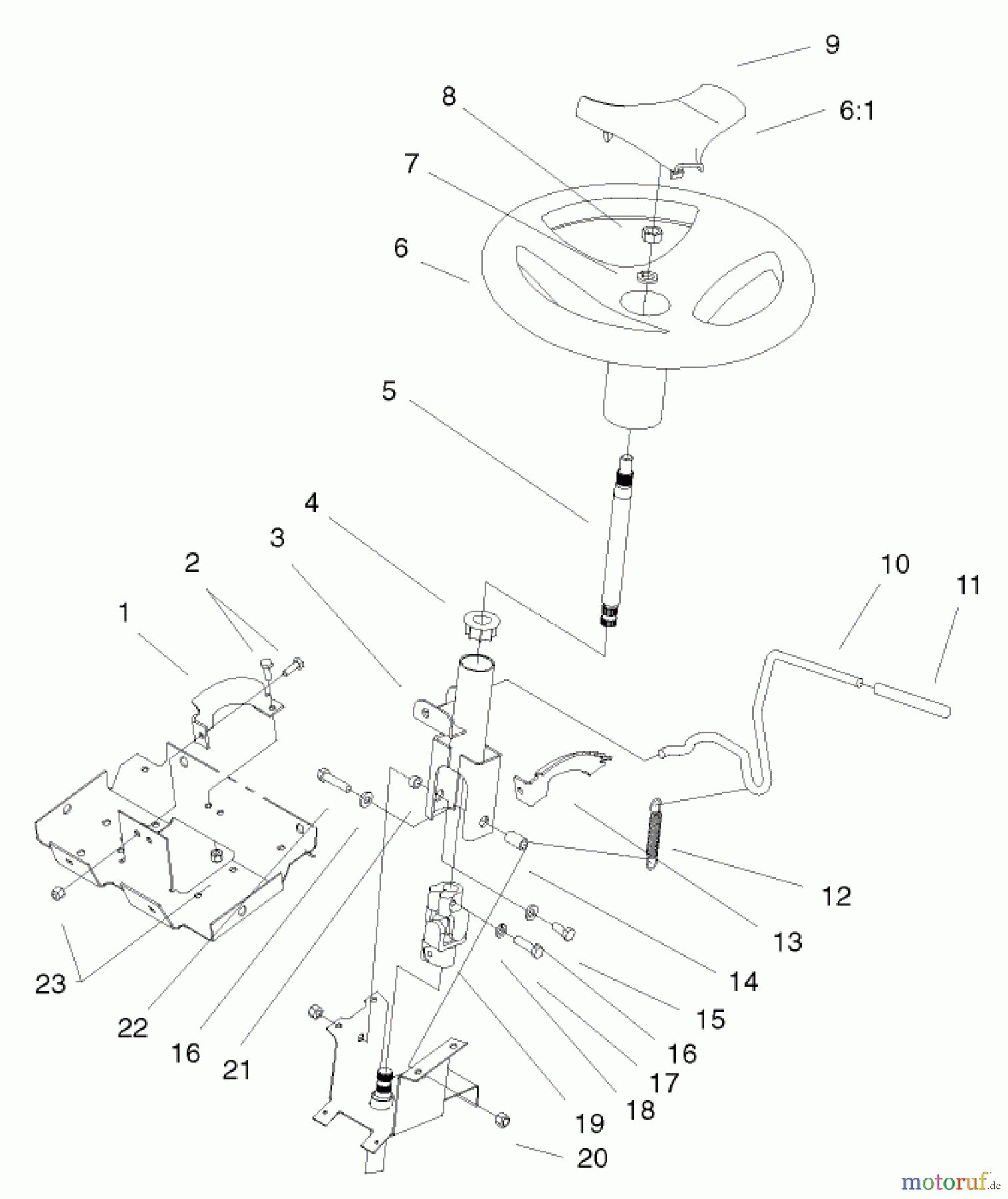 Toro Neu Mowers, Lawn & Garden Tractor Seite 1 72050 (265-H) - Toro 265-H Lawn and Garden Tractor, 2000 (200000001-200999999) STEERING WHEEL & TILT ASSEMBLY