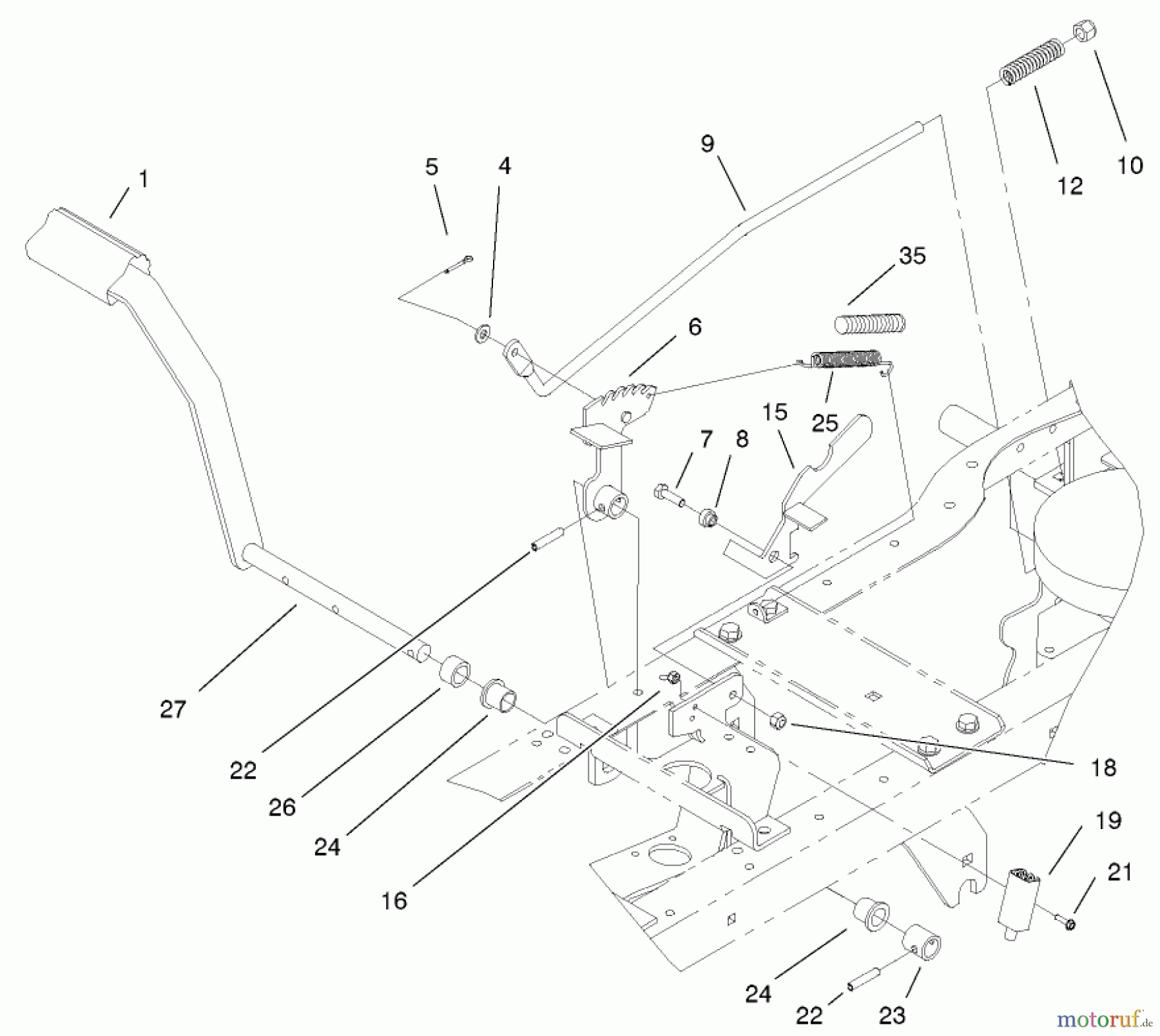 Toro Neu Mowers, Lawn & Garden Tractor Seite 1 72051 (265-H) - Toro 265-H Lawn and Garden Tractor, 2001 (210000001-210999999) HYDRAULIC BRAKE ASSEMBLY