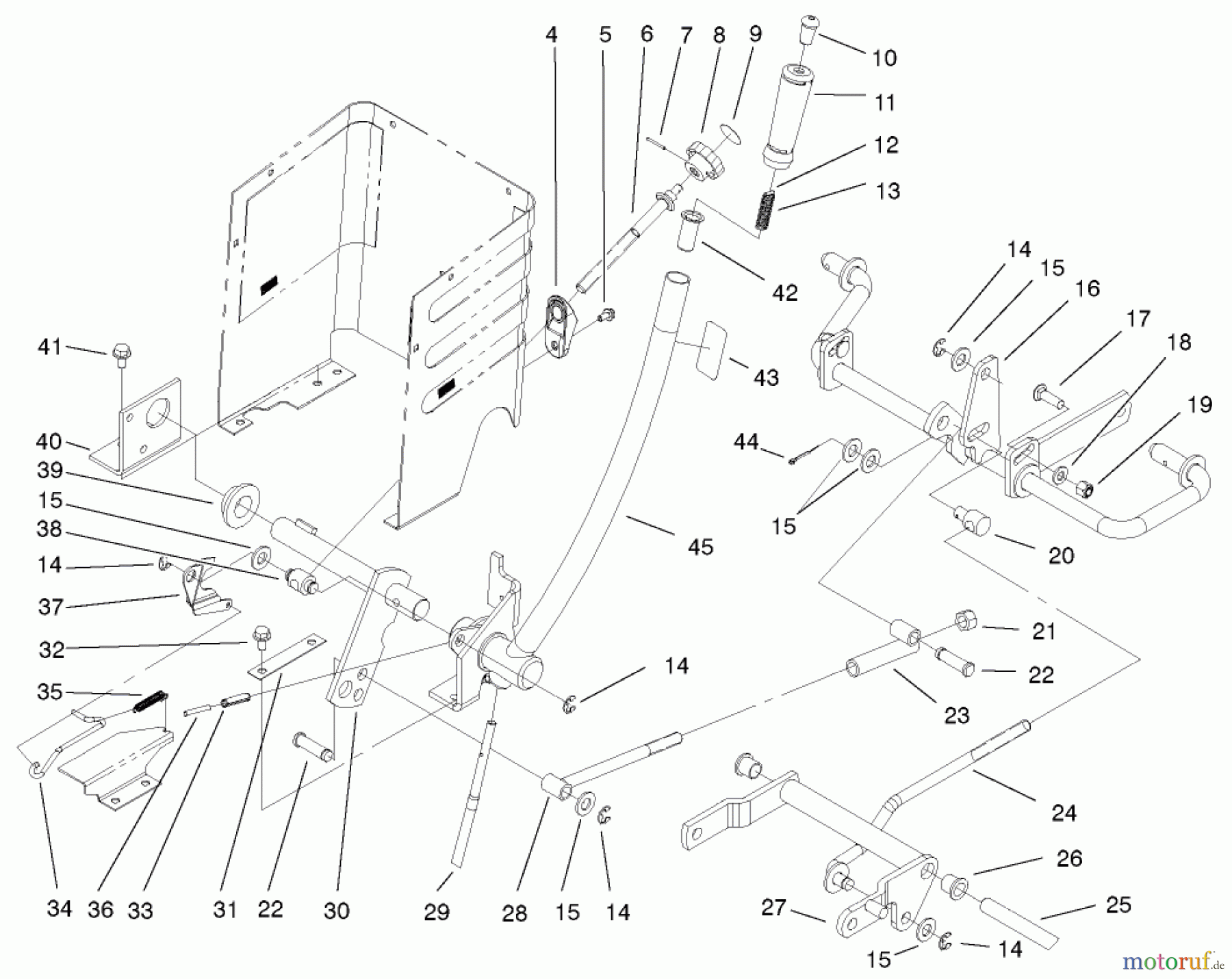 Toro Neu Mowers, Lawn & Garden Tractor Seite 1 72051 (265-H) - Toro 265-H Lawn and Garden Tractor, 2001 (210000001-210999999) LIFT LEVER ARM AND HOC ASSEMBLY
