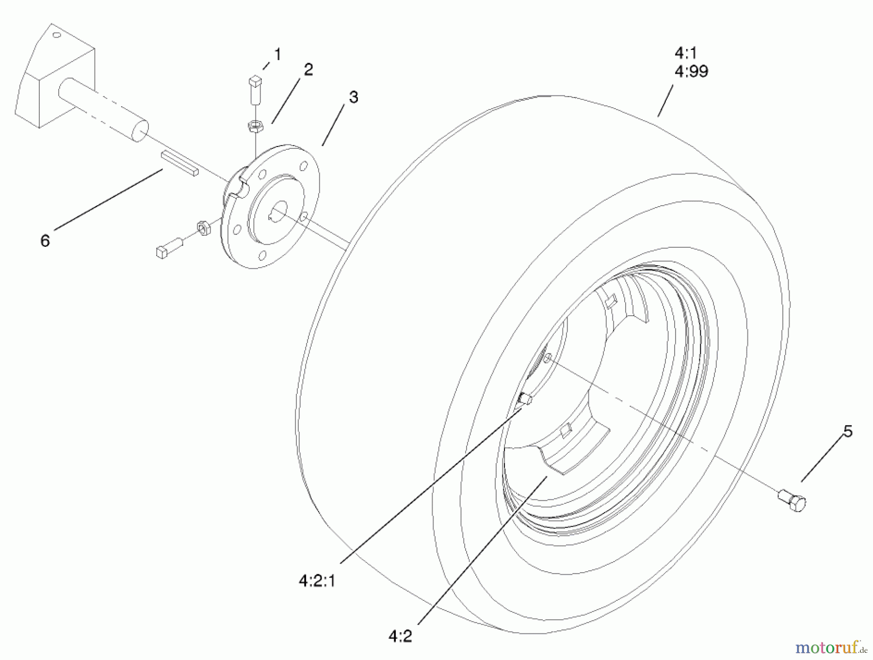 Toro Neu Mowers, Lawn & Garden Tractor Seite 1 72051 (265-H) - Toro 265-H Lawn and Garden Tractor, 2002 (220000001-220999999) REAR WHEELS ASSEMBLY