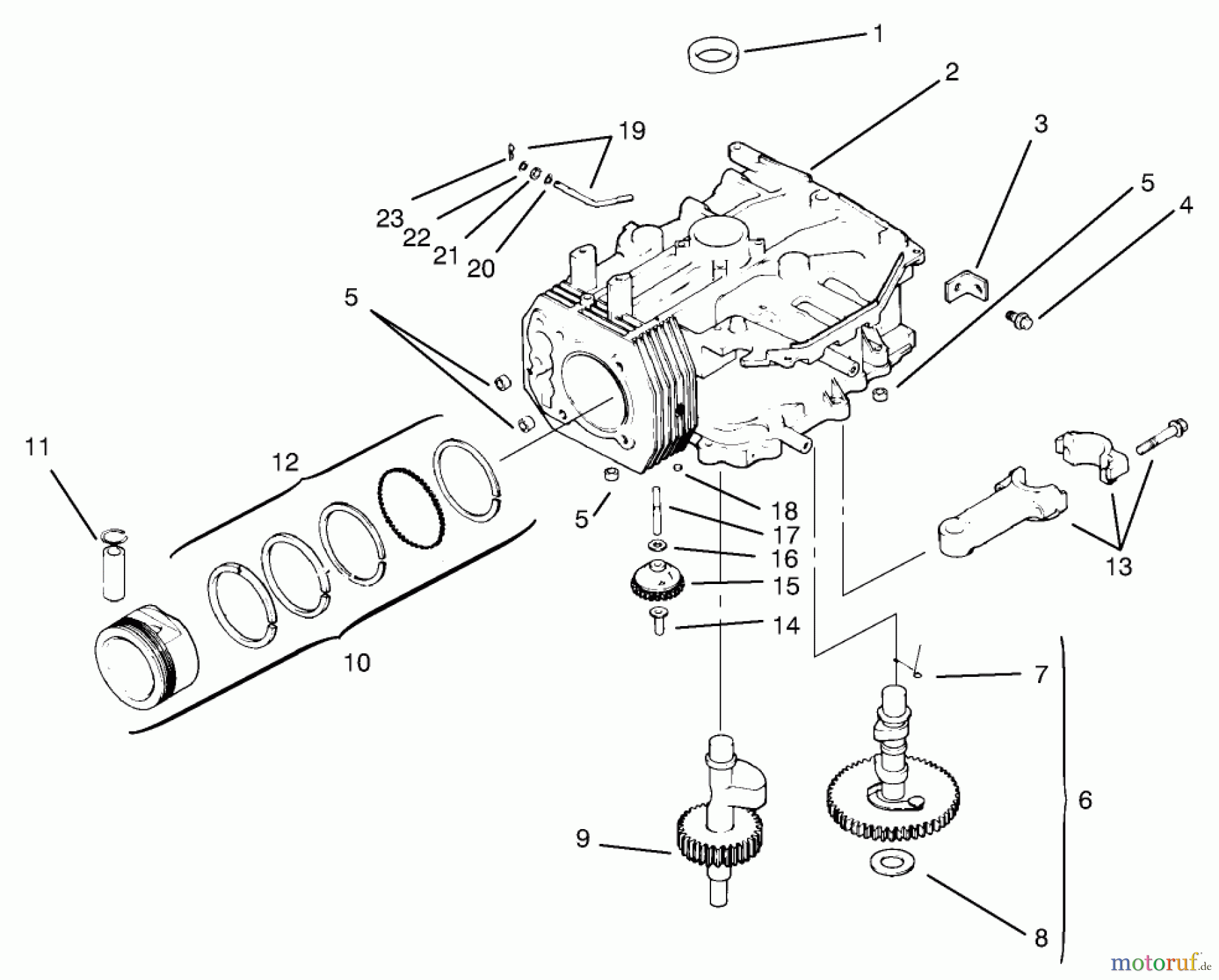 Toro Neu Mowers, Lawn & Garden Tractor Seite 1 72072 (266-HE) - Toro 266-HE Lawn and Garden Tractor, 2002 (220000001-220999999) CRANKCASE ASSEMBLY KOHLER MODELS CV460S-26505 AND CV460S-26506