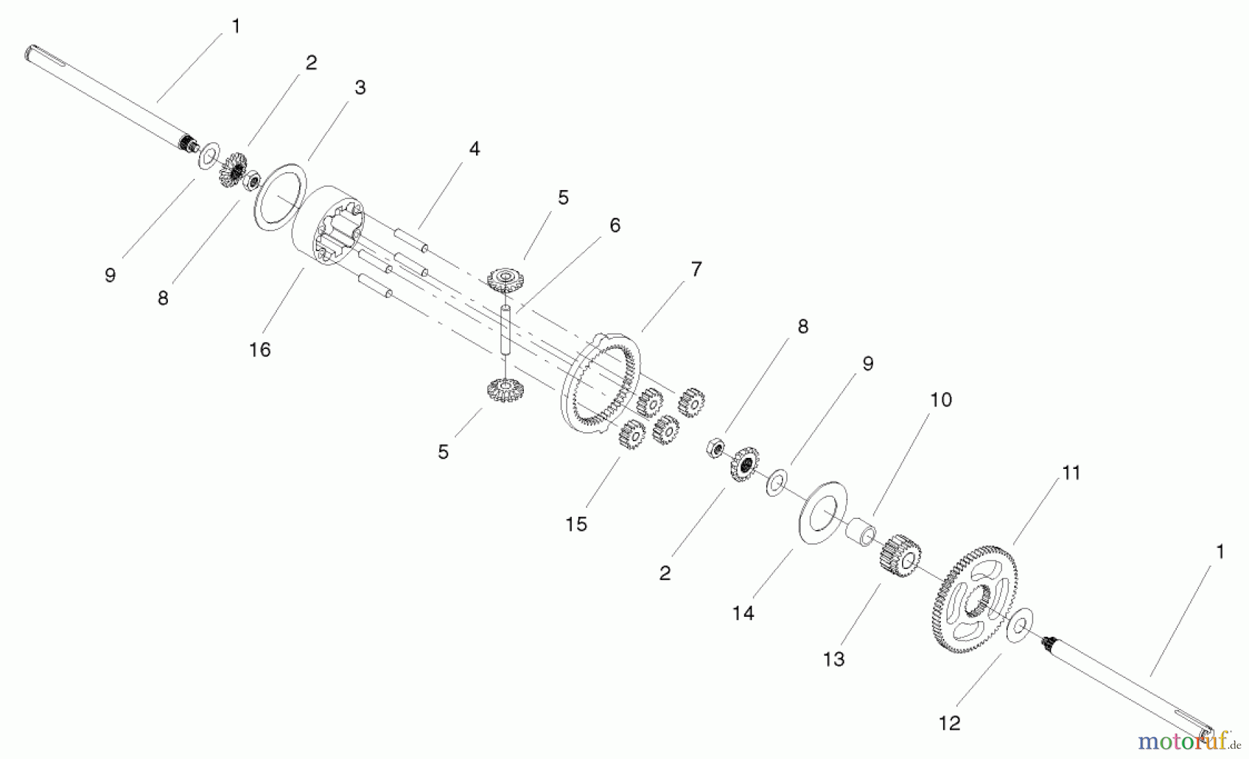 Toro Neu Mowers, Lawn & Garden Tractor Seite 1 72072 (266-HE) - Toro 266-HE Lawn and Garden Tractor, 2002 (220000001-220999999) DIFFERENTIAL GEAR ASSEMBLY