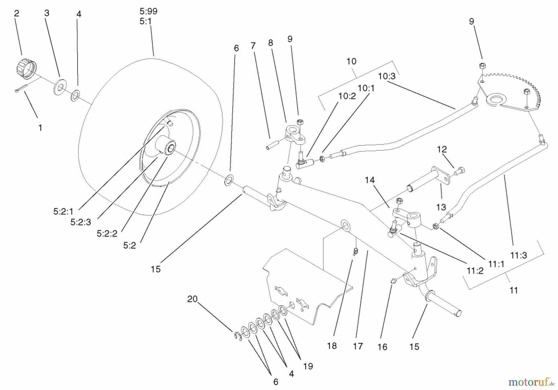 Toro Neu Mowers, Lawn & Garden Tractor Seite 1 72072 (266-HE) - Toro 266-HE Lawn and Garden Tractor, 2002 (220000001-220999999) FRONT AXLE ASSEMBLY