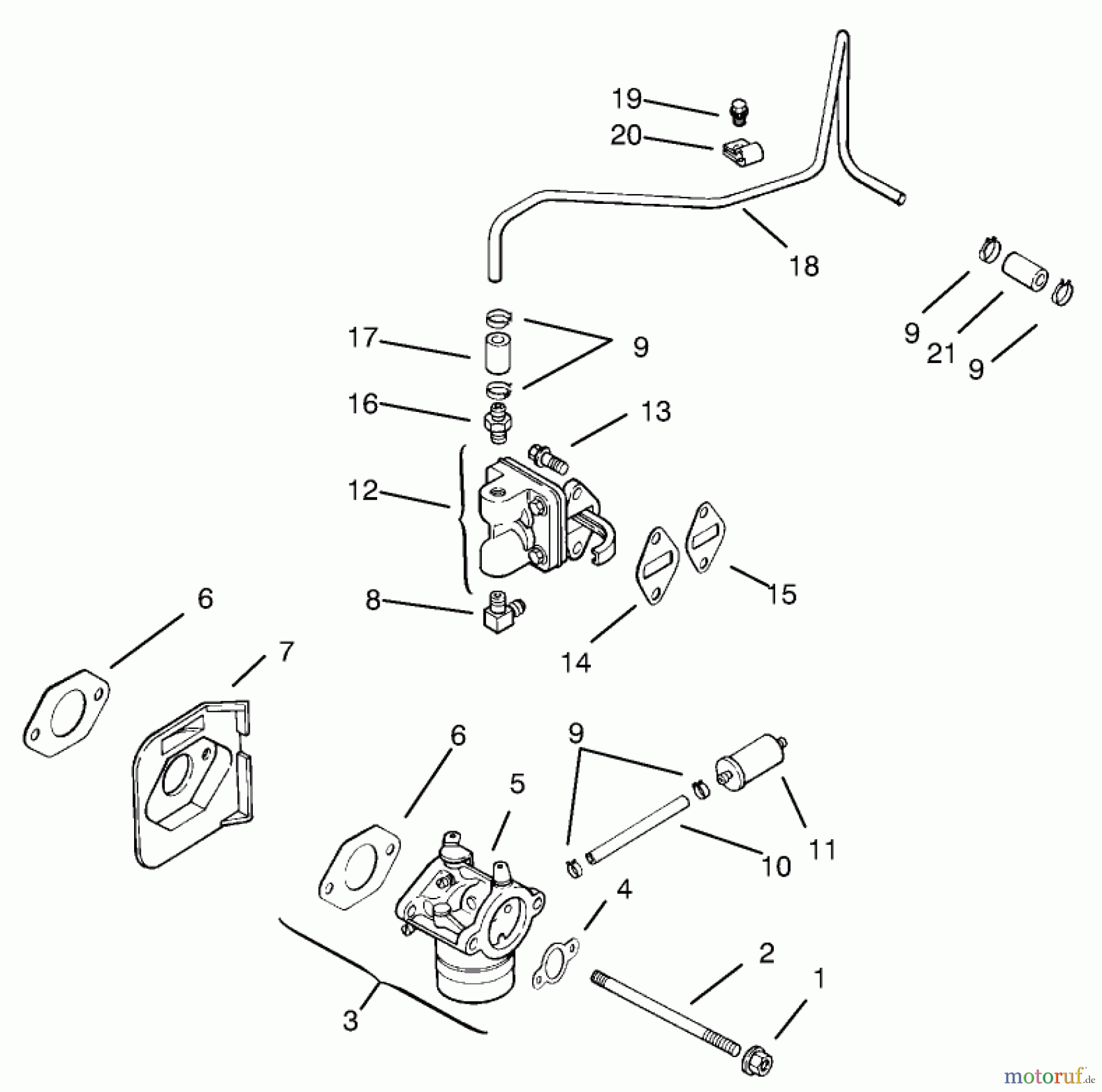 Toro Neu Mowers, Lawn & Garden Tractor Seite 1 72072 (266-HE) - Toro 266-HE Lawn and Garden Tractor, 2002 (220000001-220999999) FUEL SYSTEM ASSEMBLY KOHLER MODELS CV460S-26505 AND CV460S-26506