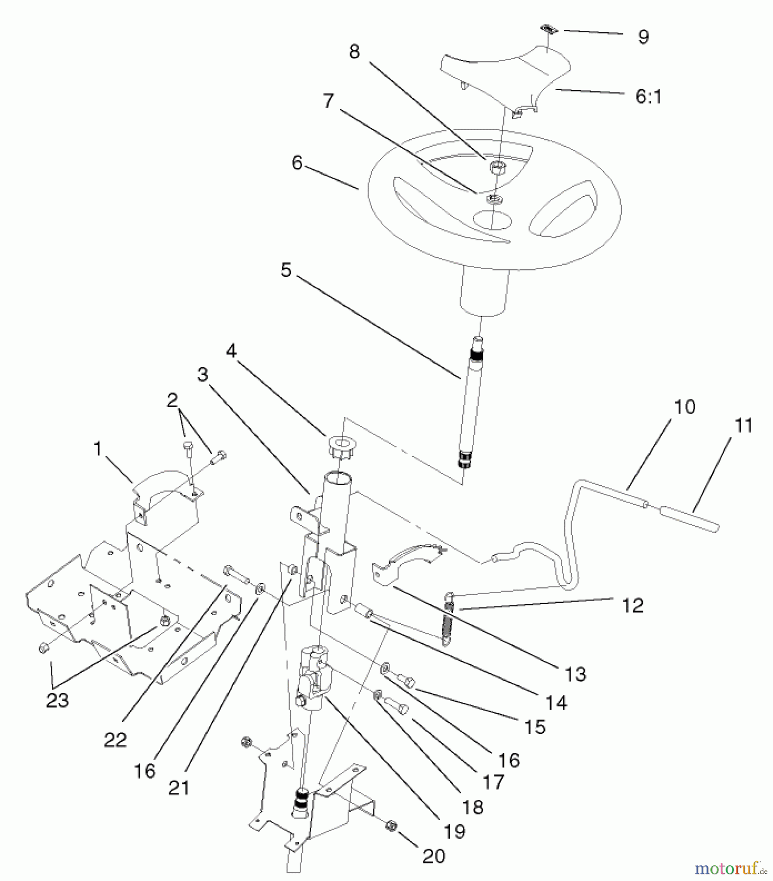 Toro Neu Mowers, Lawn & Garden Tractor Seite 1 72072 (266-HE) - Toro 266-HE Lawn and Garden Tractor, 2002 (220000001-220999999) STEERING WHEEL AND TILT ASSEMBLY