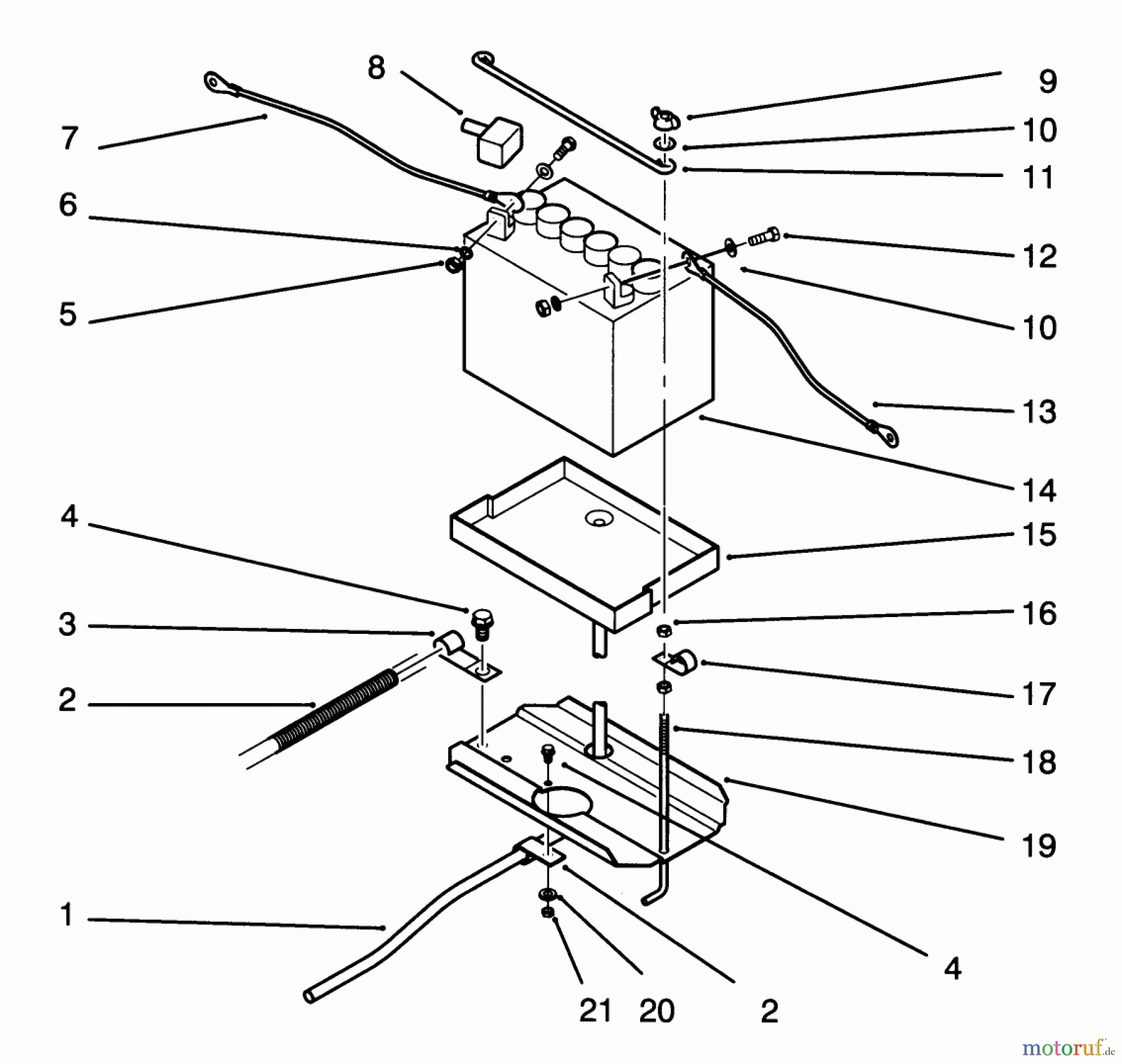Toro Neu Mowers, Lawn & Garden Tractor Seite 1 72060 (244-5) - Toro 244-5 Yard Tractor, 1993 (3900001-3999999) BATTERY ASSEMBLY