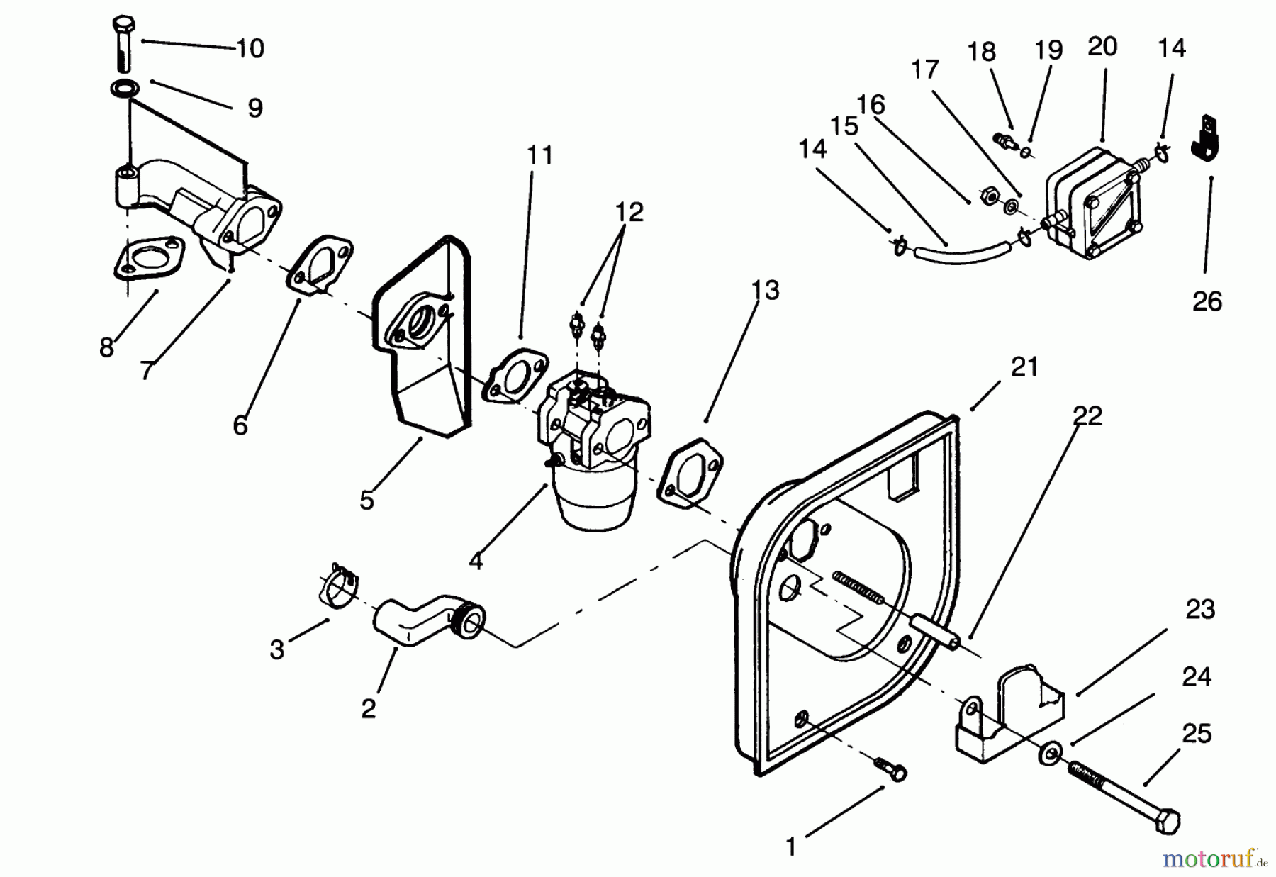 Toro Neu Mowers, Lawn & Garden Tractor Seite 1 72060 (244-5) - Toro 244-5 Yard Tractor, 1993 (3900001-3999999) CARBURETOR AND FUEL PUMP