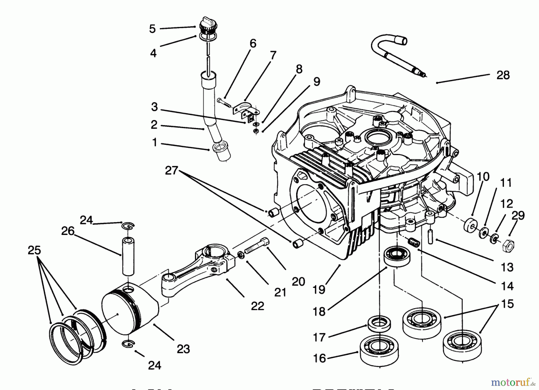 Toro Neu Mowers, Lawn & Garden Tractor Seite 1 72060 (244-5) - Toro 244-5 Yard Tractor, 1993 (3900001-3999999) CYLINDER BLOCK ASSEMBLY