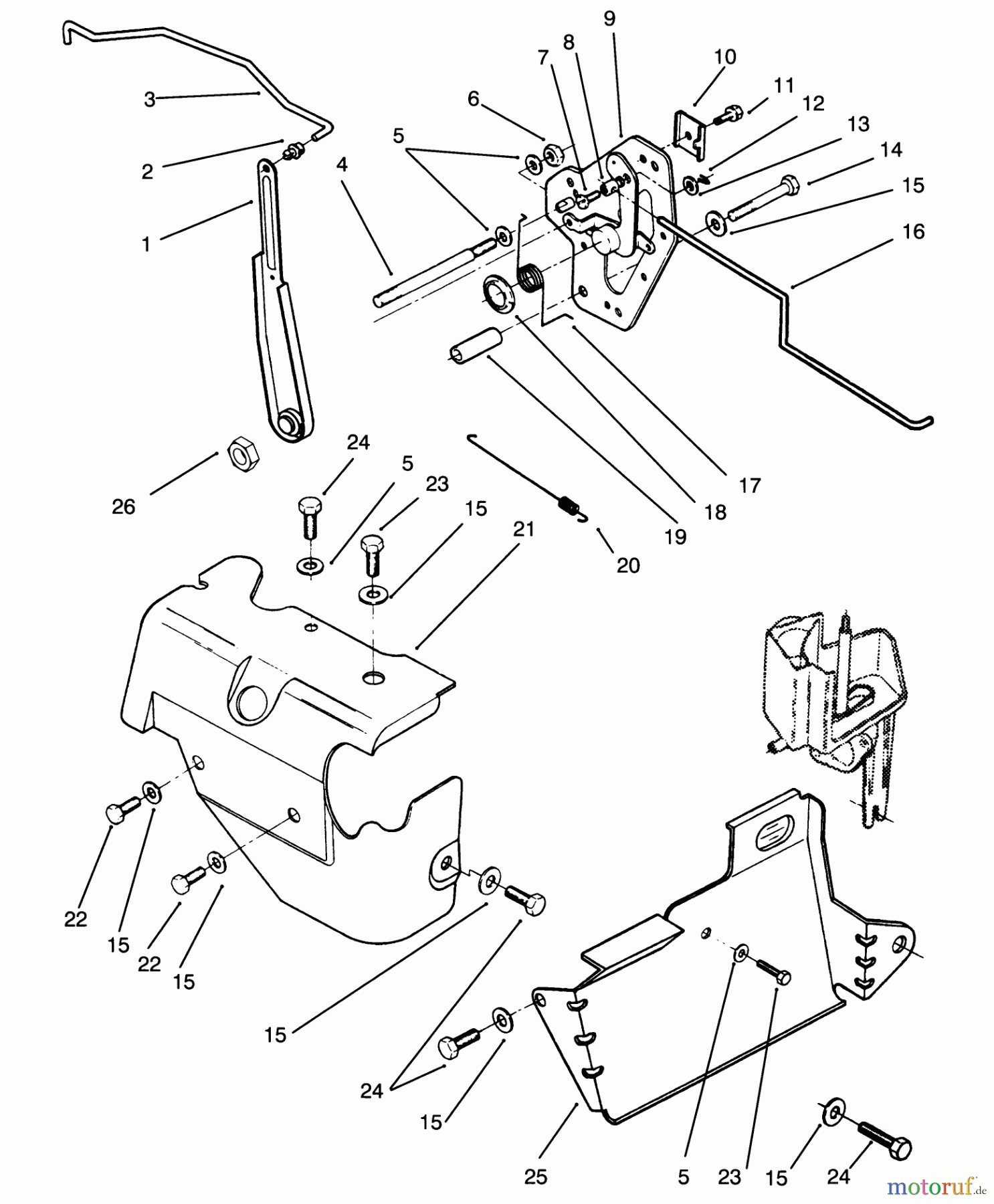 Toro Neu Mowers, Lawn & Garden Tractor Seite 1 72060 (244-5) - Toro 244-5 Yard Tractor, 1993 (3900001-3999999) GOVERNOR LINKAGE & COVER ASSEMBLY