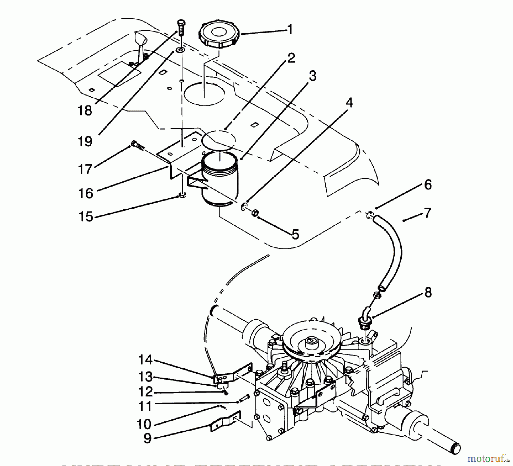 Toro Neu Mowers, Lawn & Garden Tractor Seite 1 72081 (246-H) - Toro 246-H Yard Tractor, 1993 (3900001-3999999) HYDRAULIC RESERVOIR ASSEMBLY