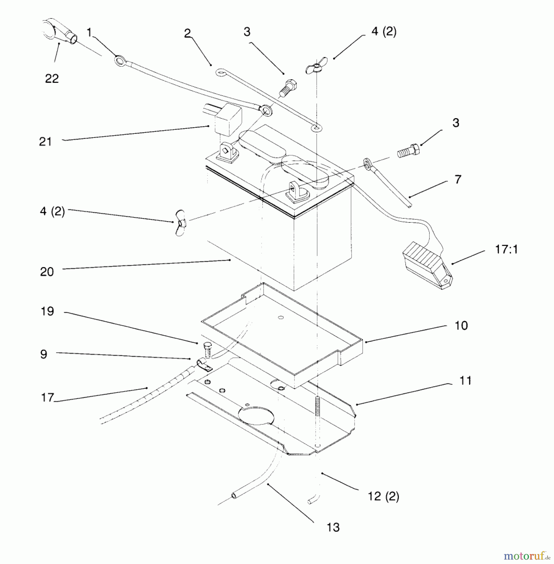 Toro Neu Mowers, Lawn & Garden Tractor Seite 1 72084 (266-H) - Toro 266-H Yard Tractor, 1995 (5900001-5999999) BATTERY