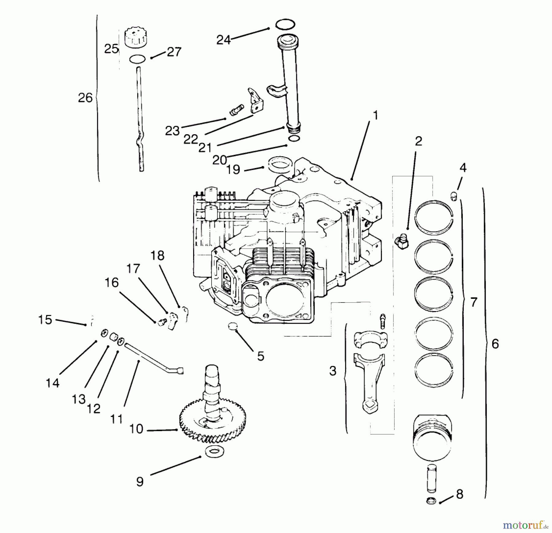 Toro Neu Mowers, Lawn & Garden Tractor Seite 1 72084 (266-H) - Toro 266-H Yard Tractor, 1995 (5900001-5999999) CRANKCASE KOHLER ENGINE CV16S-PS61514