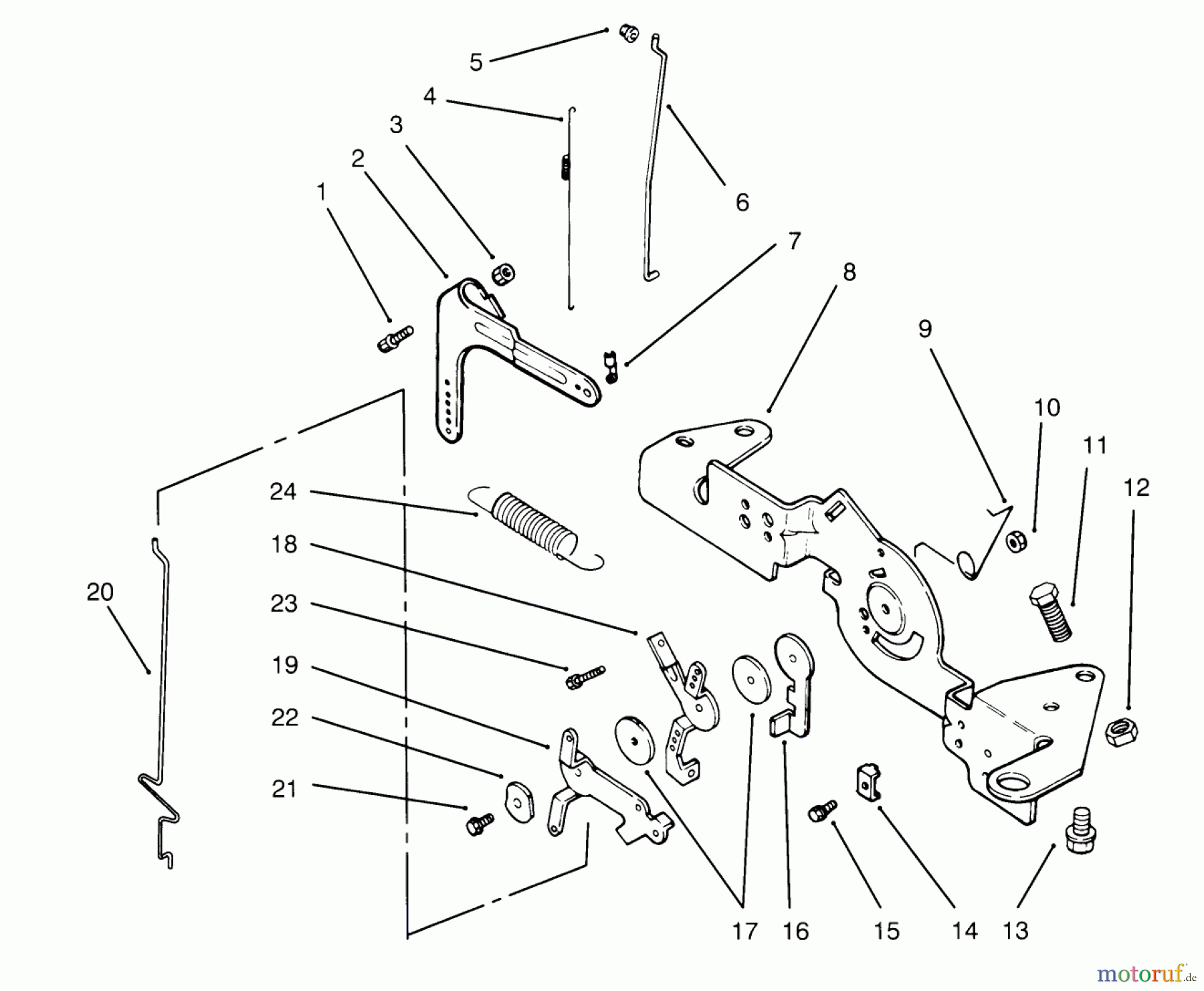 Toro Neu Mowers, Lawn & Garden Tractor Seite 1 72084 (266-H) - Toro 266-H Yard Tractor, 1995 (5900001-5999999) ENGINE CONTROLS KOHLER ENGINE CV16S-PS61514