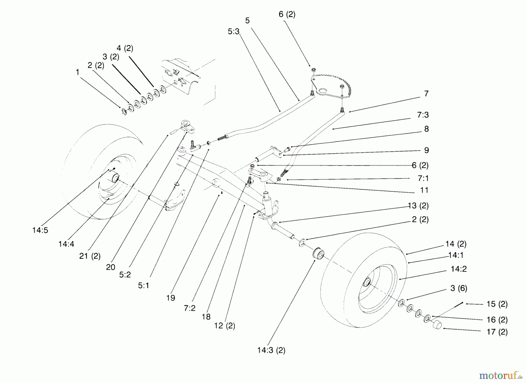 Toro Neu Mowers, Lawn & Garden Tractor Seite 1 72084 (266-H) - Toro 266-H Yard Tractor, 1995 (5900001-5999999) FRONT AXLE