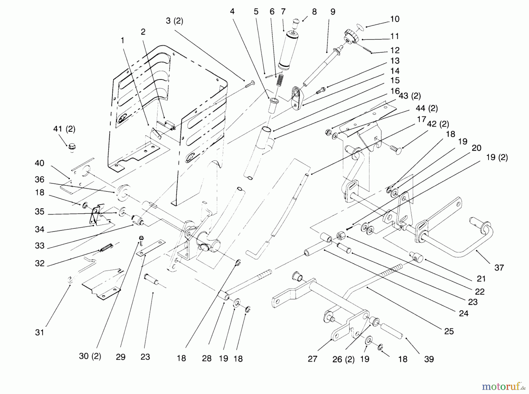 Toro Neu Mowers, Lawn & Garden Tractor Seite 1 72084 (266-H) - Toro 266-H Yard Tractor, 1996 (6900001-6999999) LIFT LEVER AND HEIGHT OF CUT